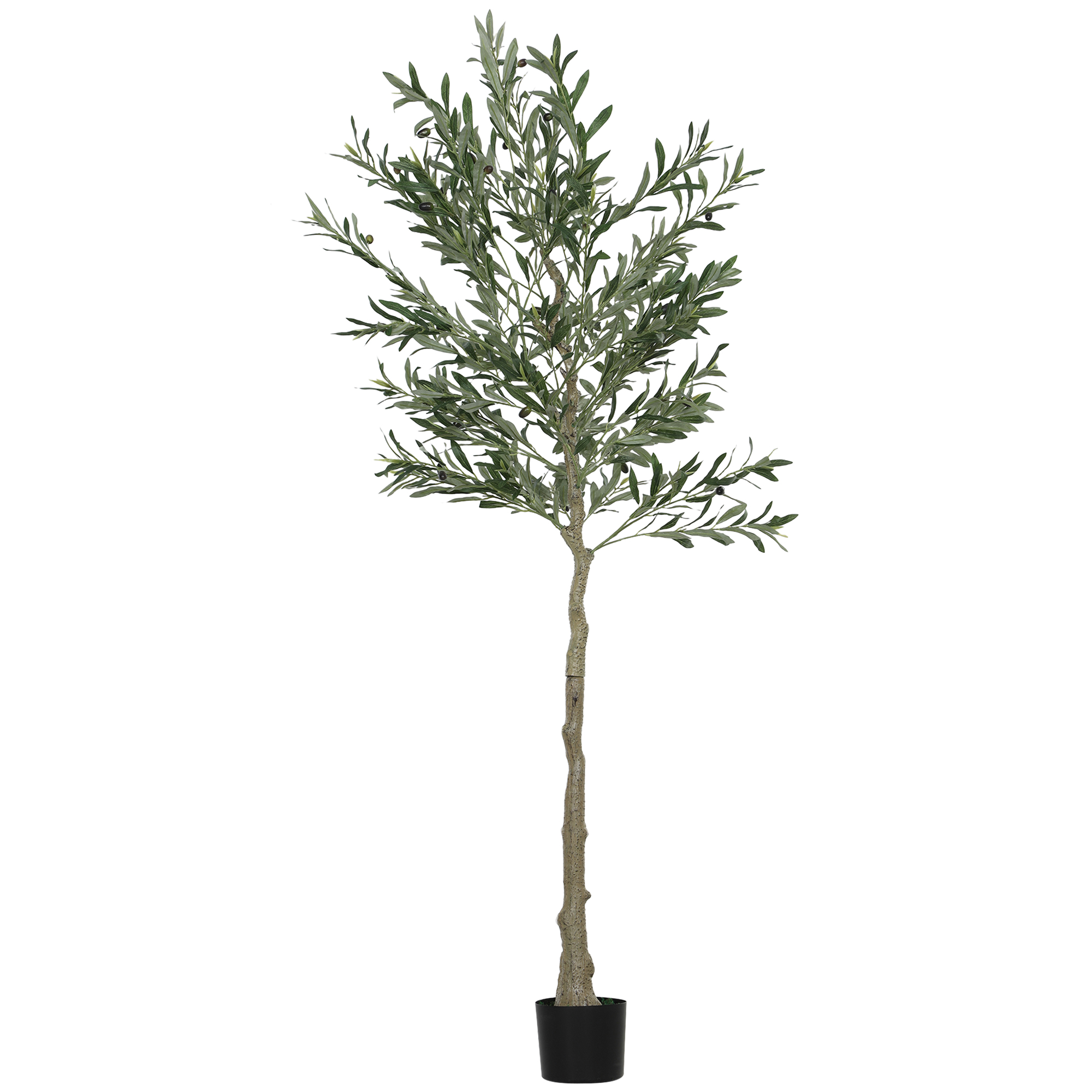 Kunstpflanze, künstlicher Olivenbaum, 180 cm, 900 Blätter, 40 Oliven, stabiler Blumentopf, Dekorationspflanze, Grün