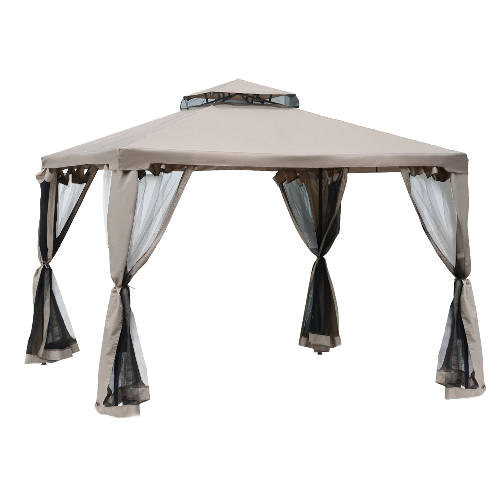 Gartenpavillon Pavillon Gartenzelt Festzelt Partyzelt mit 4 x Seitenwand wetterfest Metall + Polyester Grau 2,94 x 2,94 x 2,65 m