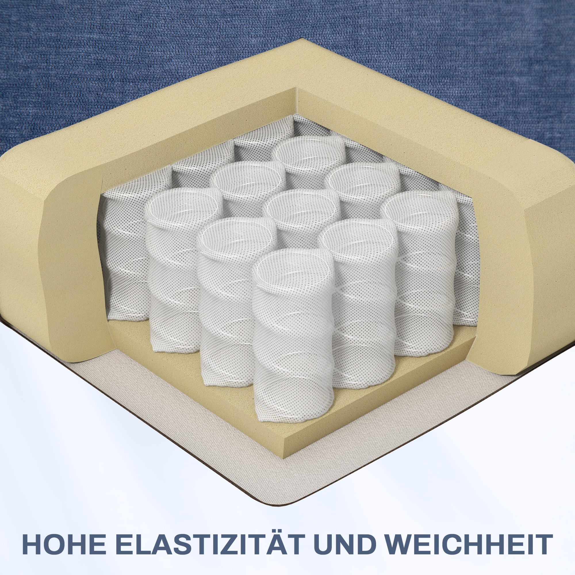 Massagesessel mit Wärme- & Liegefunktion, drehbar, bis 150 kg, Metallgestell, 98x90x98cm, Blau