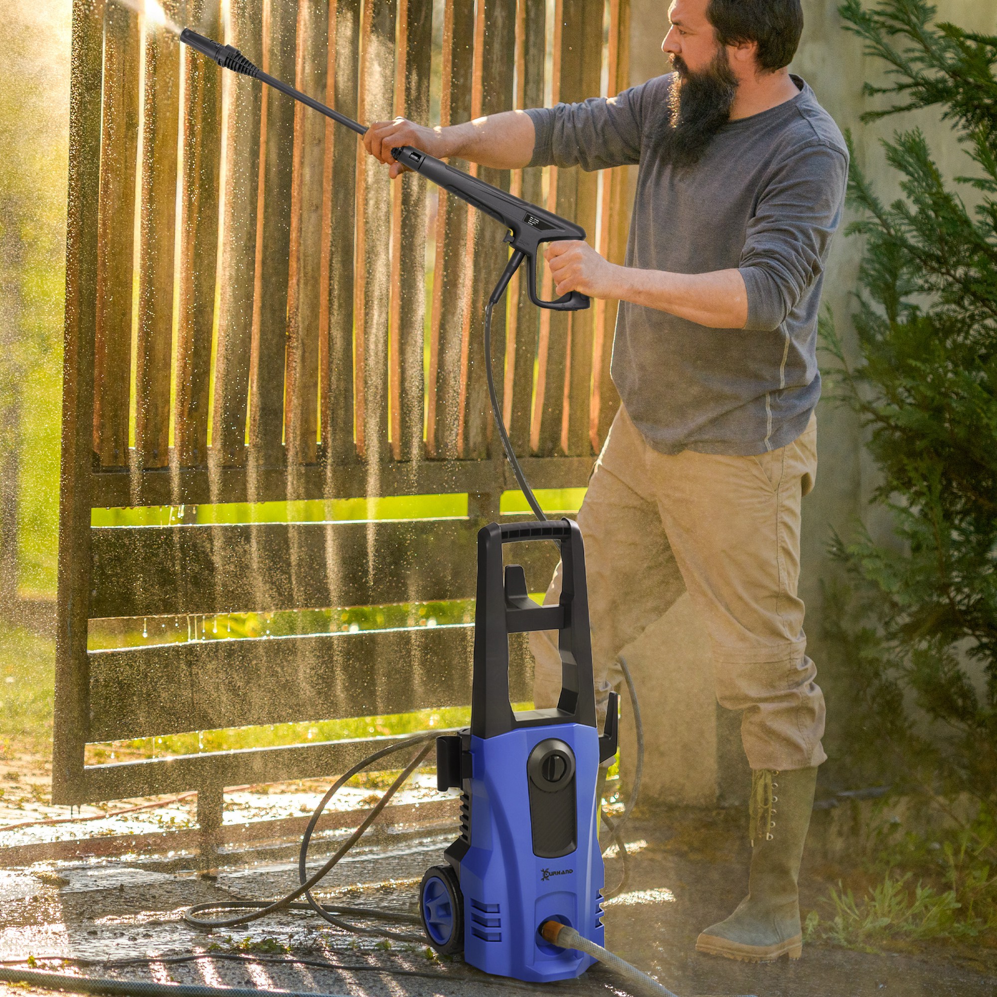 Hochdruckreiniger Druckreiniger 5-tlg, Zubehör, verstellbare Spritzdüse, 150 bar Druck, 1800 W, max, 510 l/h, 35x27x78cm