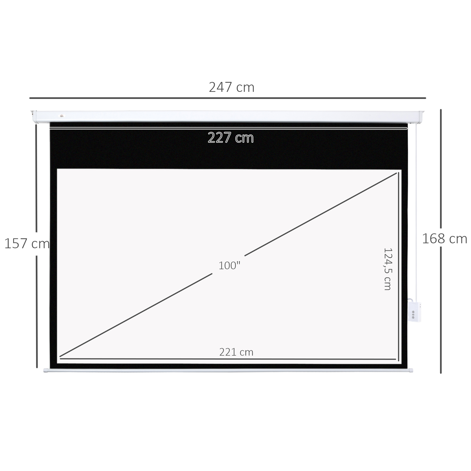 Beamer Leinwand 247 x 168 cm 100 Zoll 16:9 HD 4K Projektionsleinwand Elektrisch mit Fernbedienung, Weiß