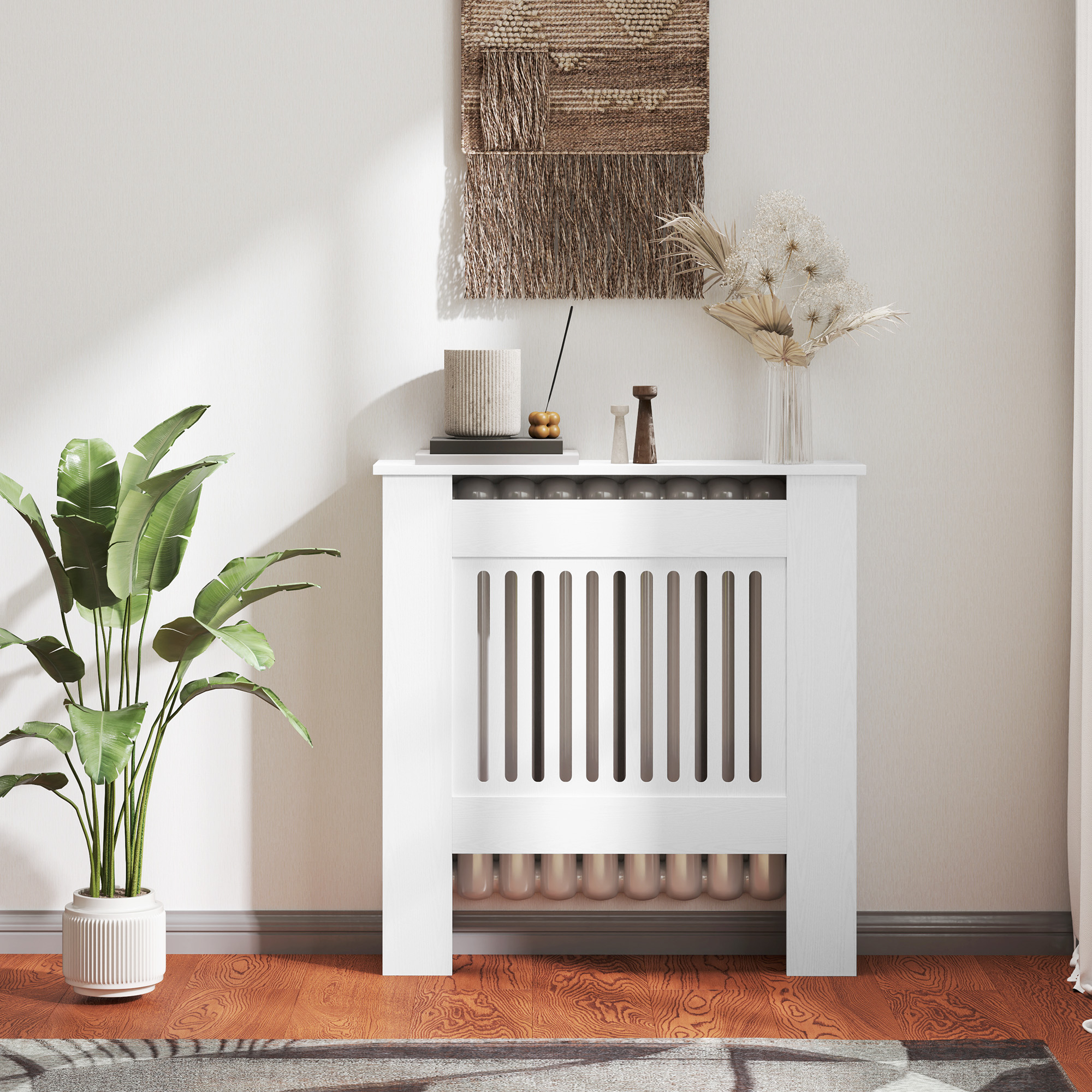 Heizkörperverkleidung, Heizungsabdeckung, 78 x 19 x 81cm, Heizkörper-Abdeckung für Schlafzimmer, Wohnzimmer, MDF, Weiß