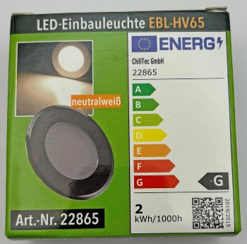 LED-Einbauleuchte "EBL-HV65si", silber, 230V, 2W, 4000K, 150lm, neutralweiß
