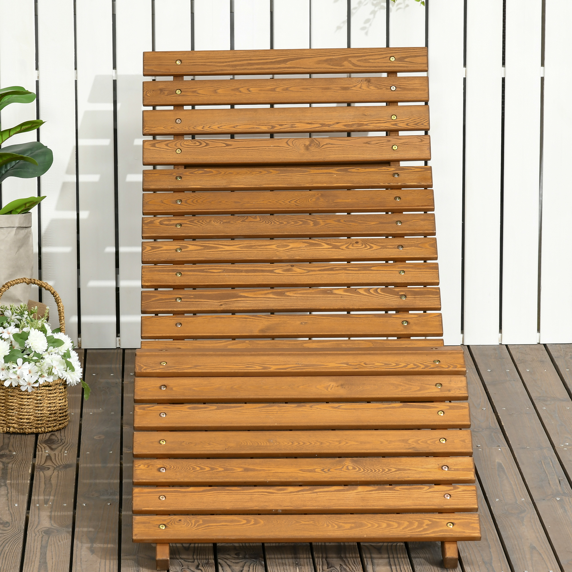 Gartenliege, Sonnenliege, Massivholz, Braun, 66 x 170 x 77 cm