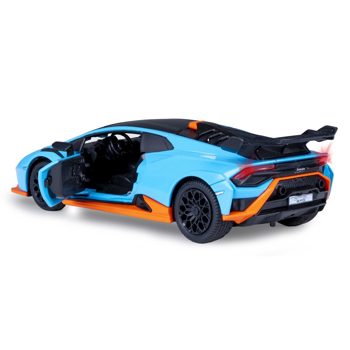 Lamborghini Huracán STO Diecast 1:32 blau inkl. Knopfzellen