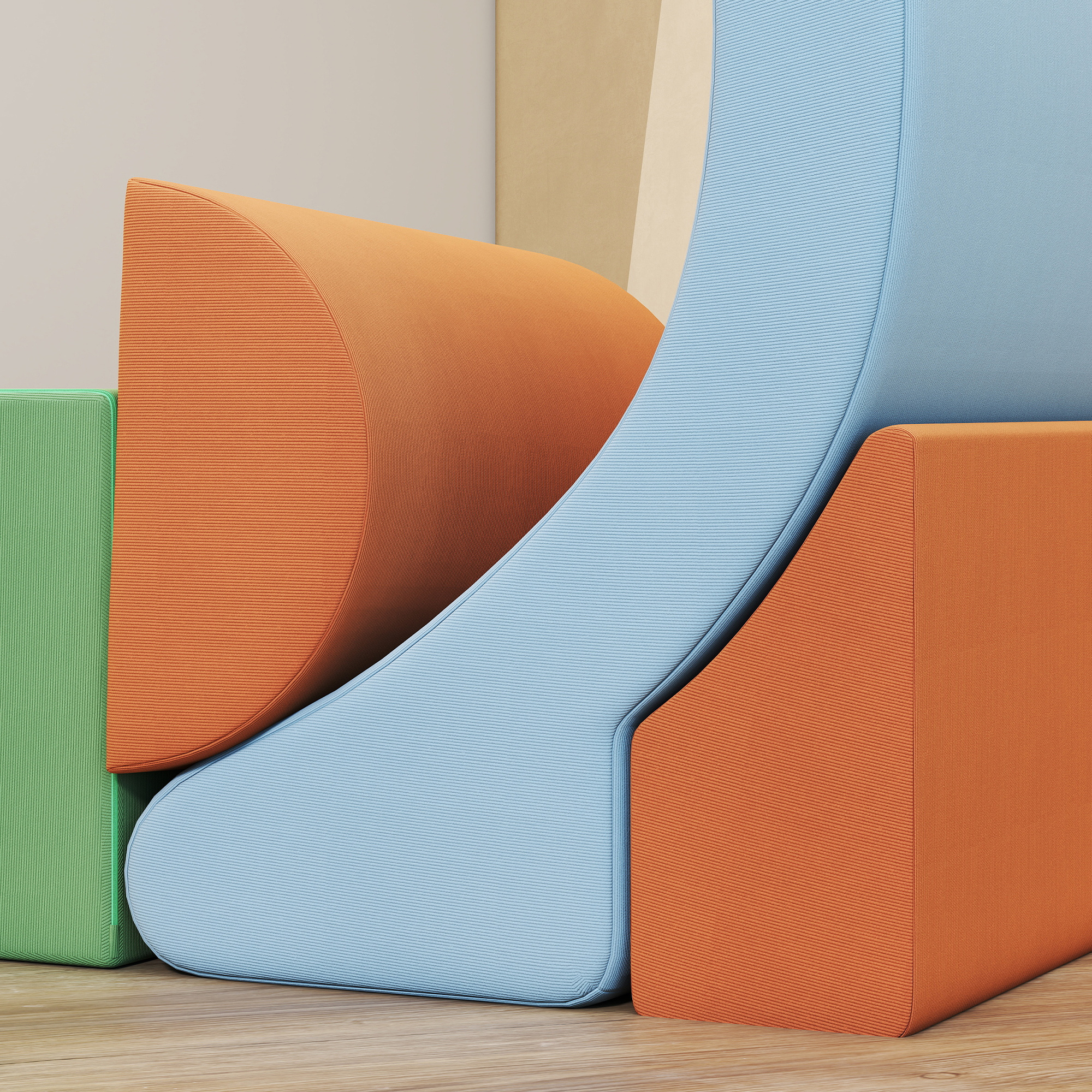 5-teiliges Softbaustein-Set für Kleinkinder, zum Klettern, Krabbeln, Bauen, leichtes Gewicht, Cord, Schaumstoff, Bunt