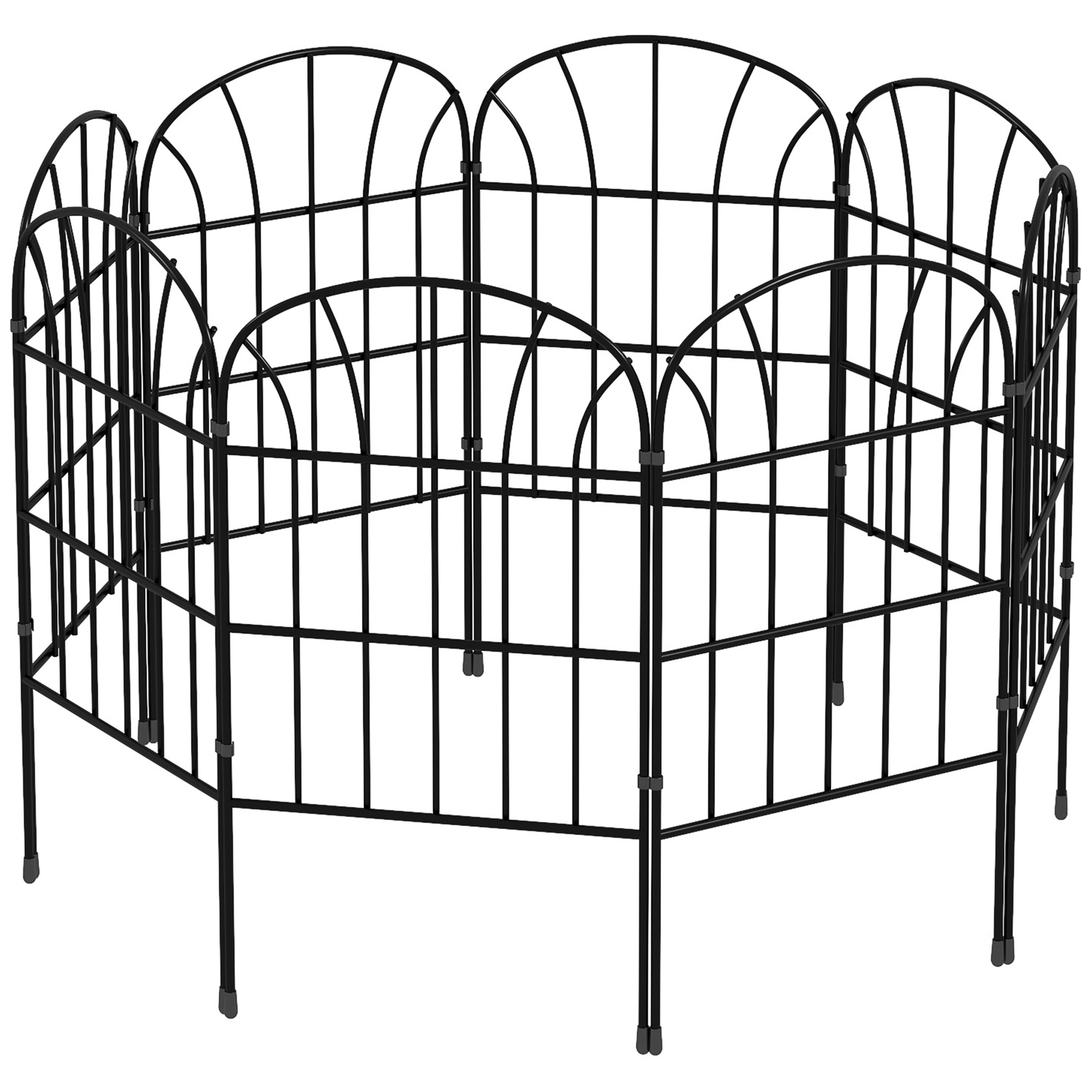 Gartenzaun, 8 Elemente, formbarer Metallzaun, Raumteiler, 264x61 cm, Schwarz