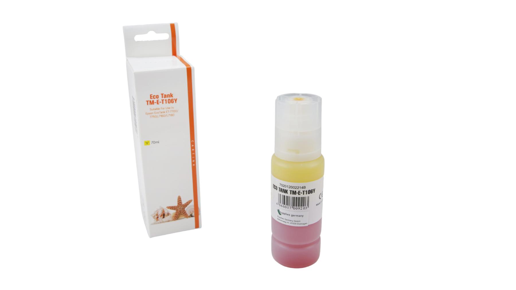 T106Y Eco Tank Nachfüllflasche yellow für Epson / C13T00R440 / 70ml