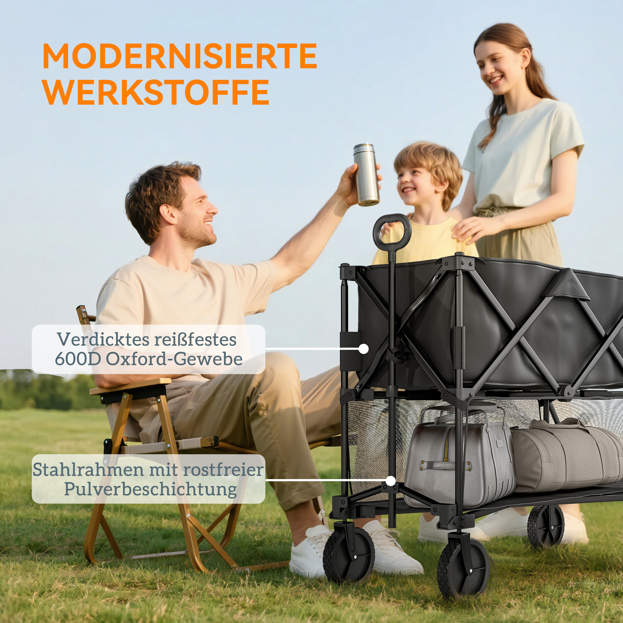 Gartenwagen 200 kg belast zweistufige Transportwagen mit herausnehmbare Plane 369,5 Liter Schwarz