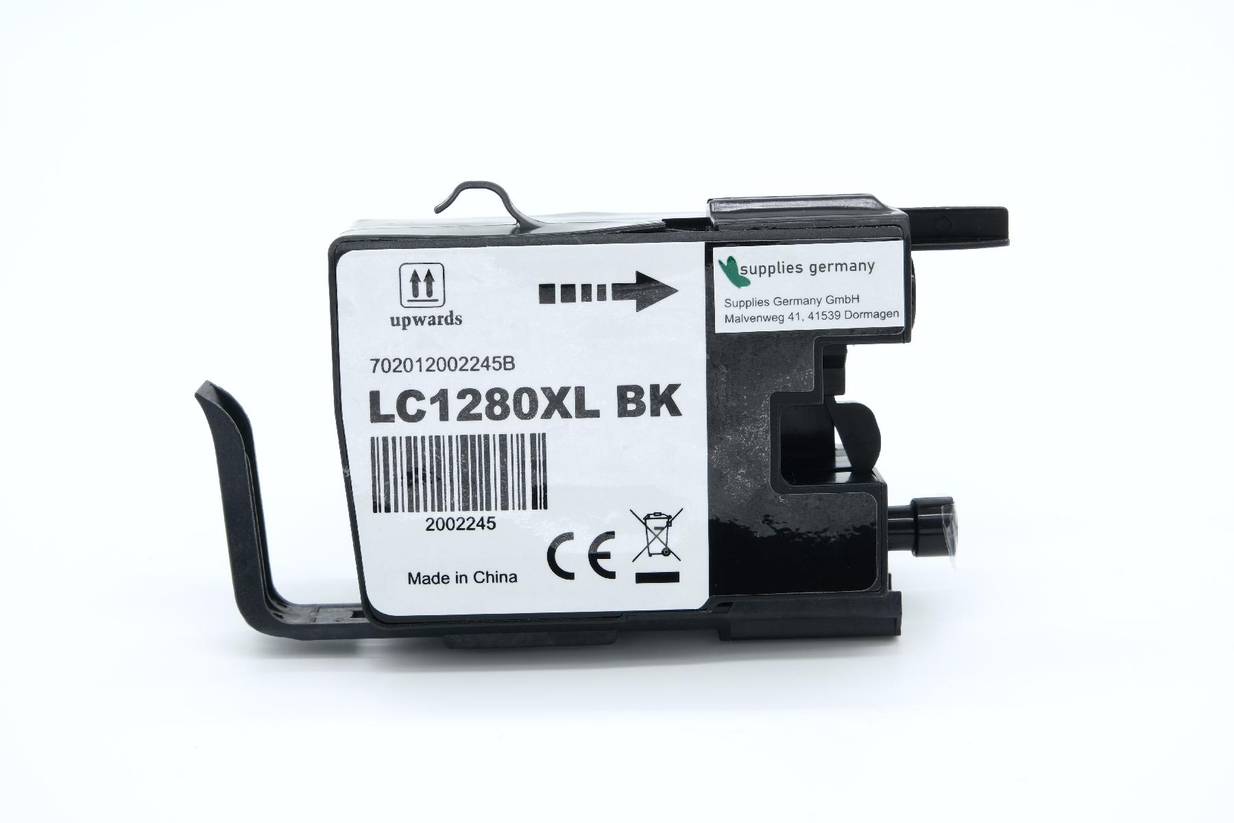 LC1280XLschwarz alternativ Tinte schwarz für Brother / LC1280XLschwarz / 54,7 ml