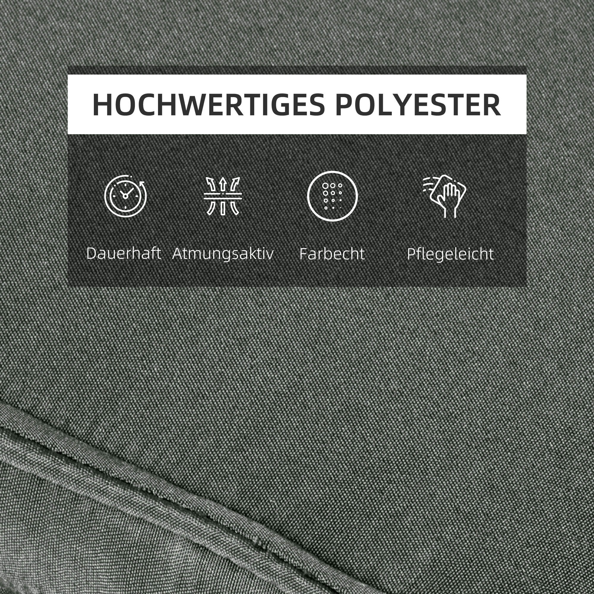 Liegenauflage Liegenpolster Gartenliege mit Kopfkissen abnehmbar Bezug Grau 198 x 53 x 5 cm NUR Kissen