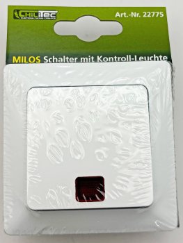 MILOS Kontroll-Schalter mit Lämpchen / 250V~/ 10A, inkl. Rahmen, UP, weiß matt