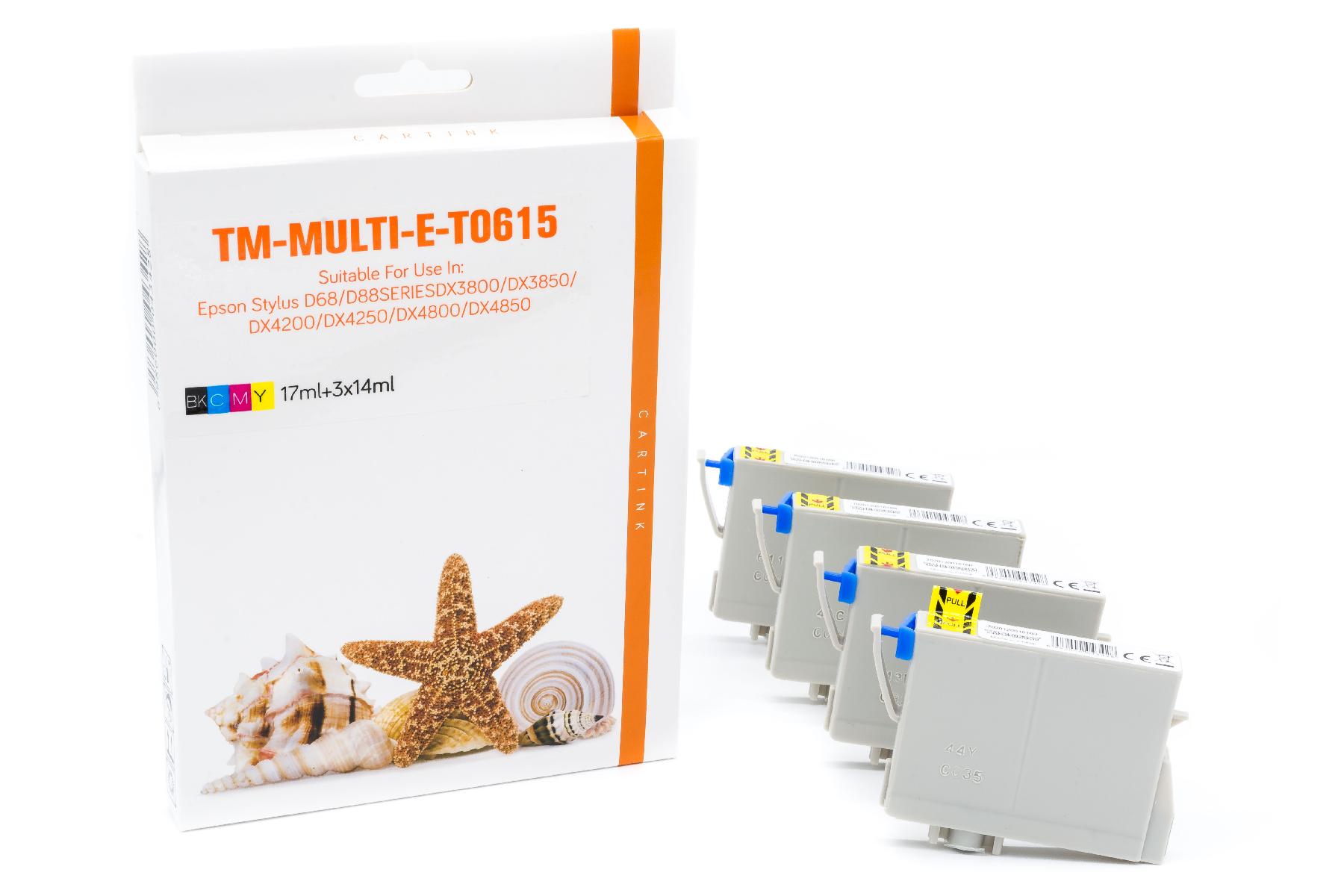 Multipack T0615 alternativ Tinte Epson / C13T06154010 / BK,C,M,Y13ml Multipack T0615 alternativ Tinte Epson / C13T06154010 / BK,C,M,Y13ml