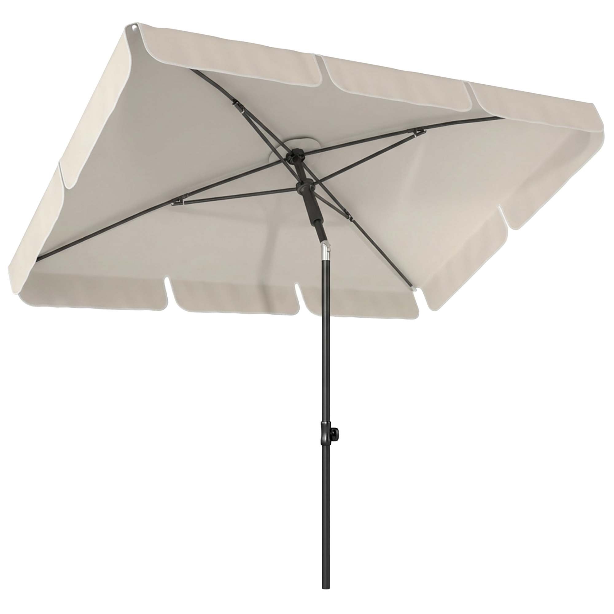 Sonnenschirm 183 x 122 cm, Wasserabweisend Balkonschirm mit 3-fach Neigung mit 8 Streben Beige