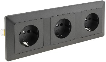 MILOS Set 3 Steckdosen + 3-fach Rahmen, 250V~/ 16A, Steckanschluss, Anthrazit