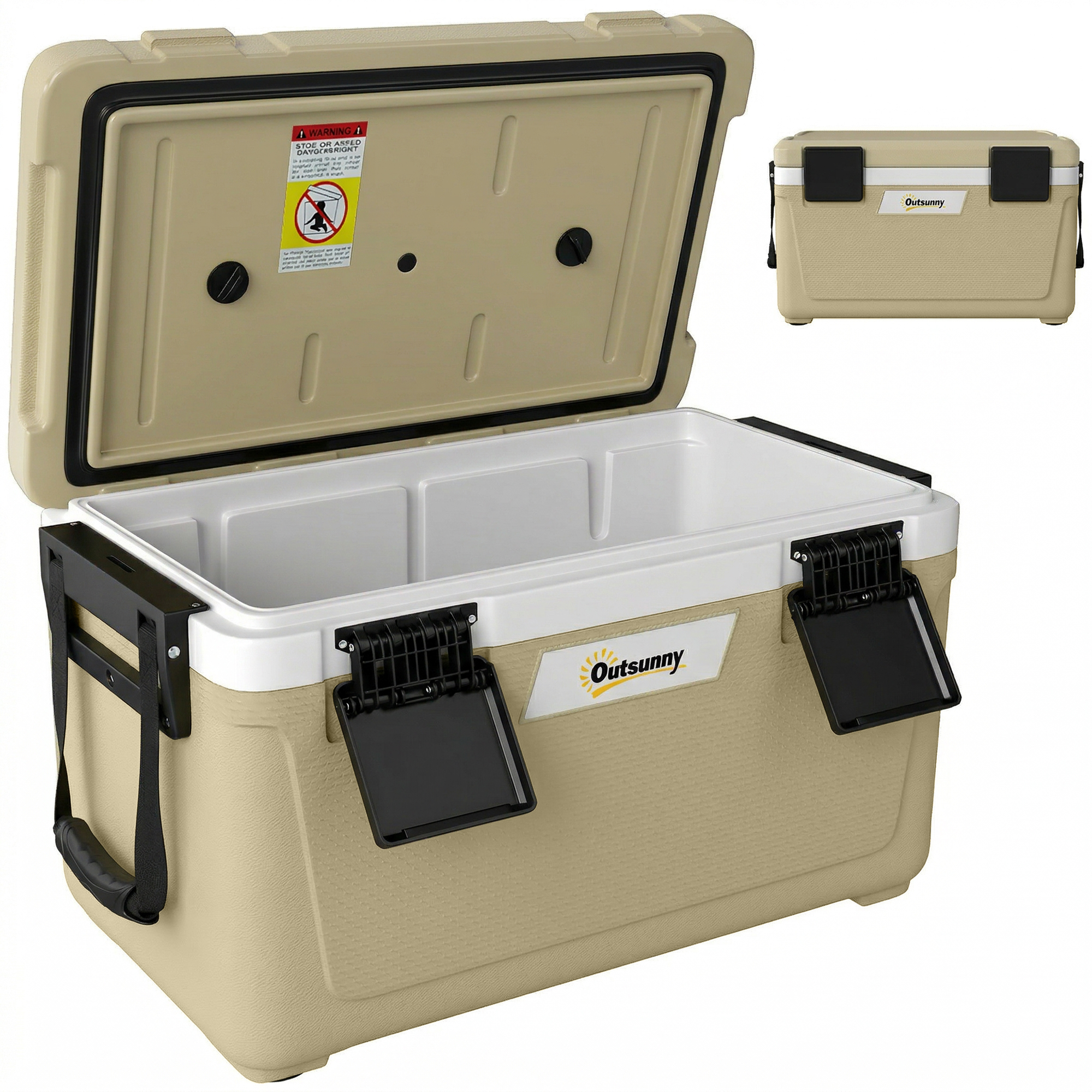Kühlbox 42,6L Große Passive Thermobox bis zu 72 Std. Kühlung, mit PU-Vollschaumisolierung Ablassventil Griff, Tragbar