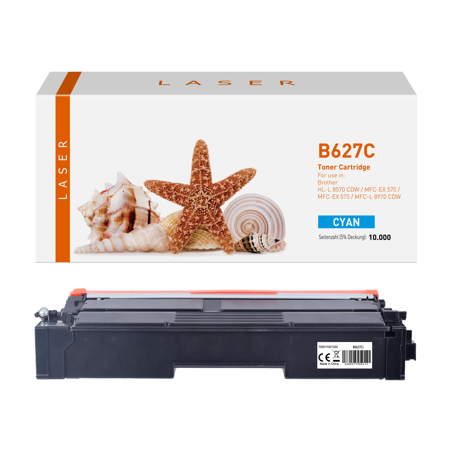 Toner cyan, alternativ zu Brother TN-627 C, 10000 Seiten