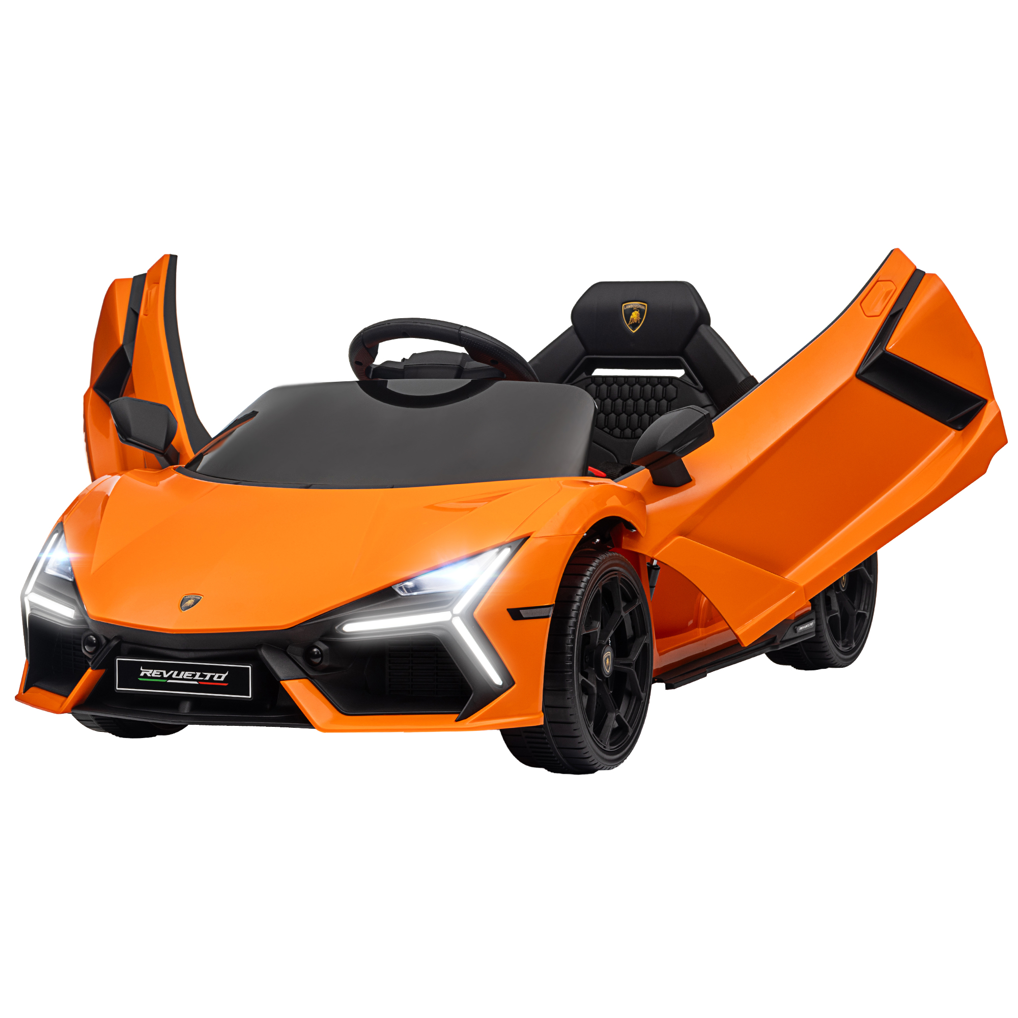 Elektroauto für Kinder von 3-5 Jahren, sanfter Antrieb, fernsteuerbar, mit Hupe, Kunststoff und Metall, Orange