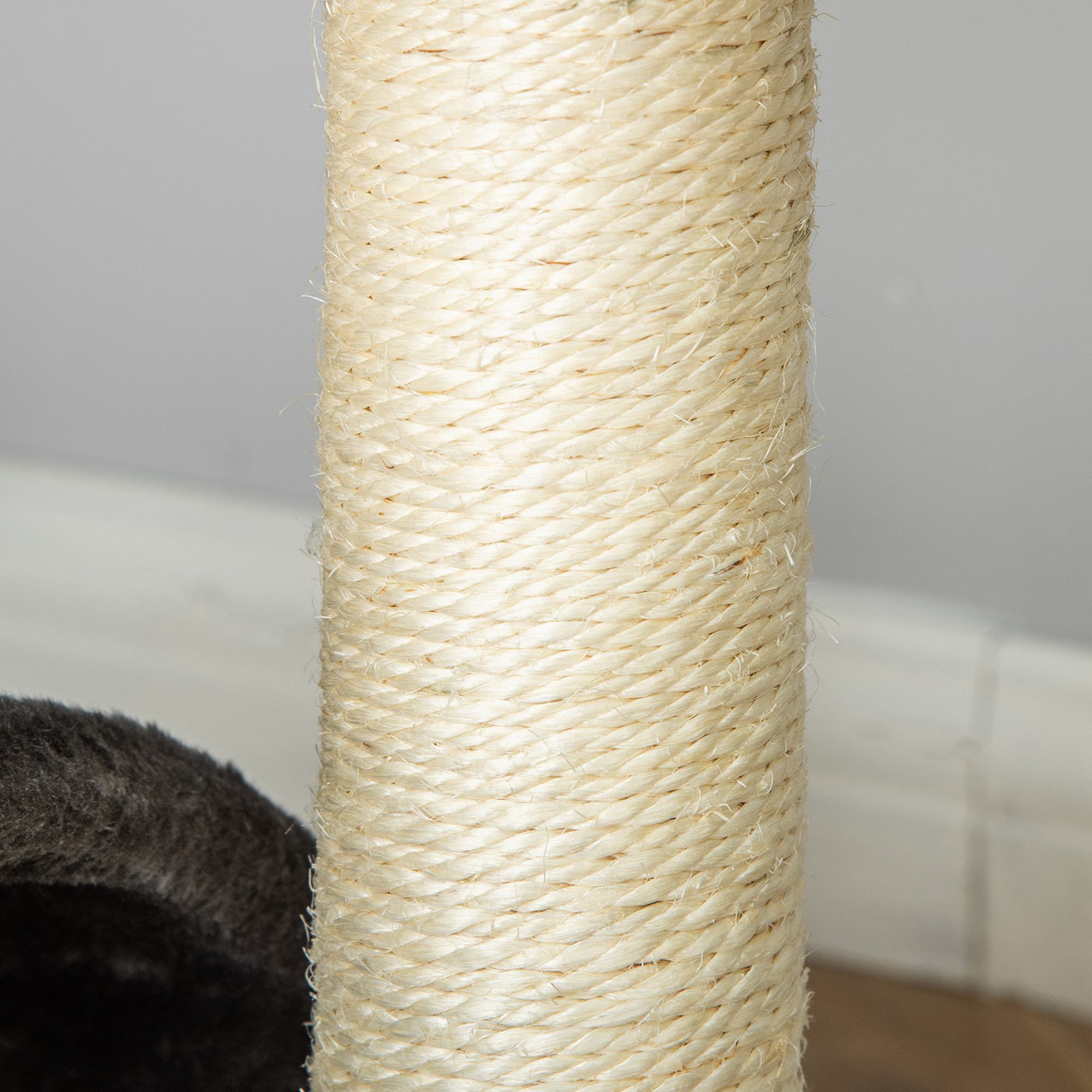 Kratzbaum 46 cm Kleiner Katzenturm mit Höhle, Spielball, Sisal-Seil, erhöhter Plattform, Katzenkratzbaum, Kletterbaum, für Katzen bis zu 4 kg, Dunkelgrau