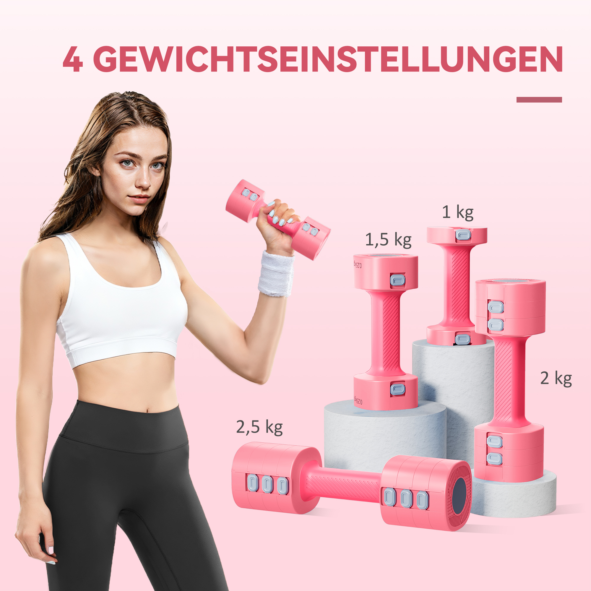 Hantelset, verstellbares Gewicht, quadratische Form, vielseitig, Metallkern, Rot