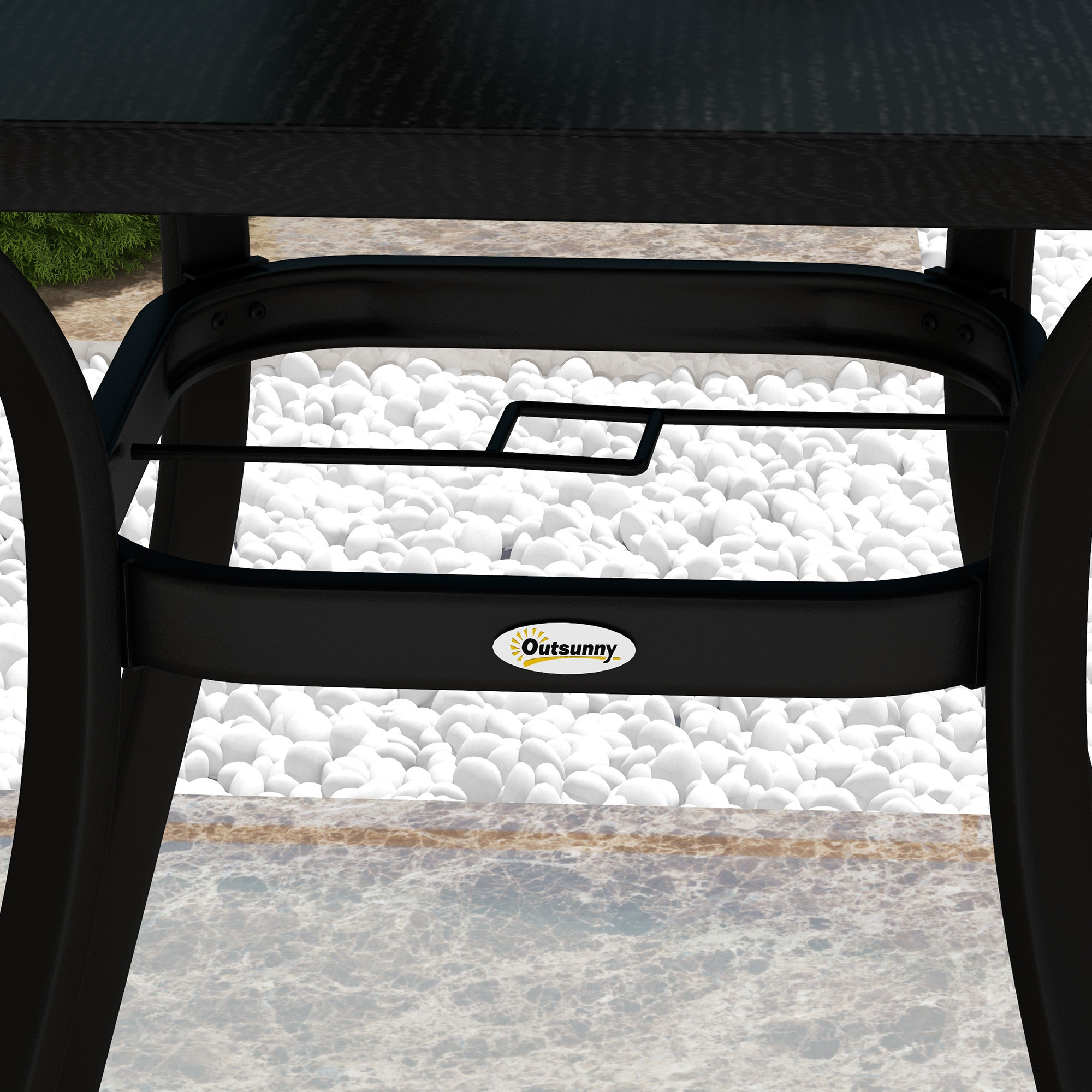 Outdoor Tisch für 4 Personen, Stahlgestell, 80L x 80B x 72H cm, Schwarz