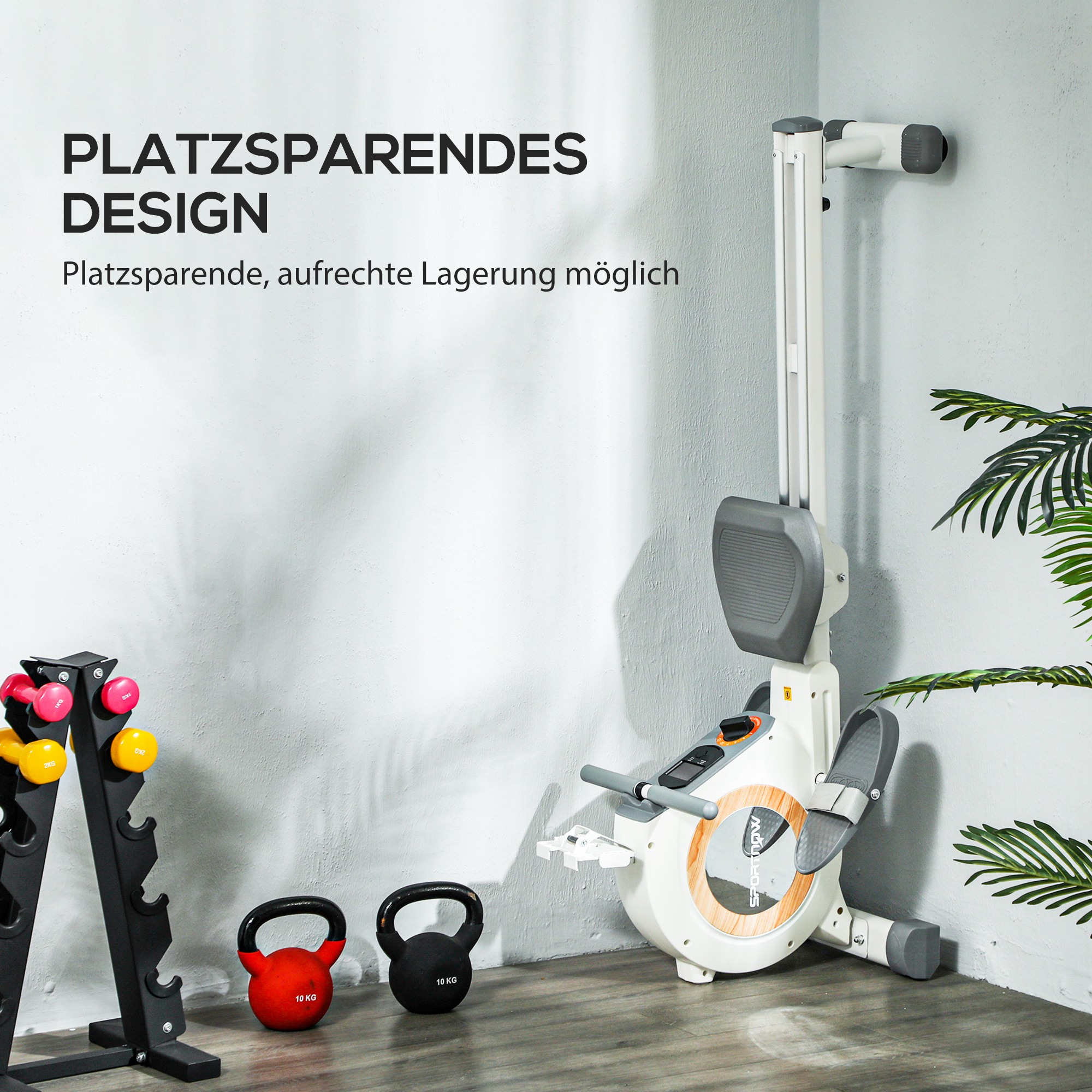 Rudergerät mit 16 einstellbaren Stufen, LCD-Monitor und Handyhalter, fürs Heimtraining, 150 kg Belastbarkeit