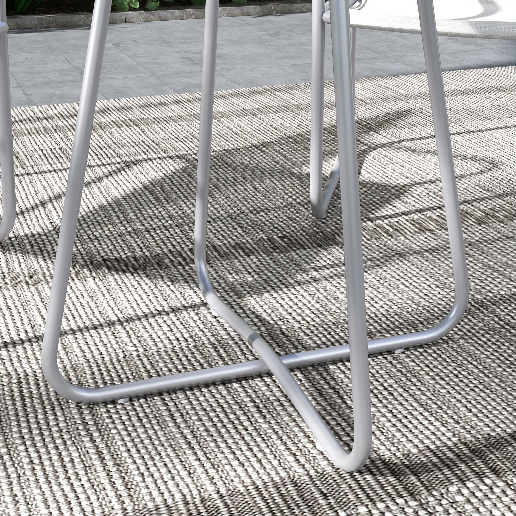 3-teiliges Gartenmöbelset, 2 Stühle mit atmungsaktivem Stoffbezug, 1 runder Tisch Ø60 cm, Hellgrau