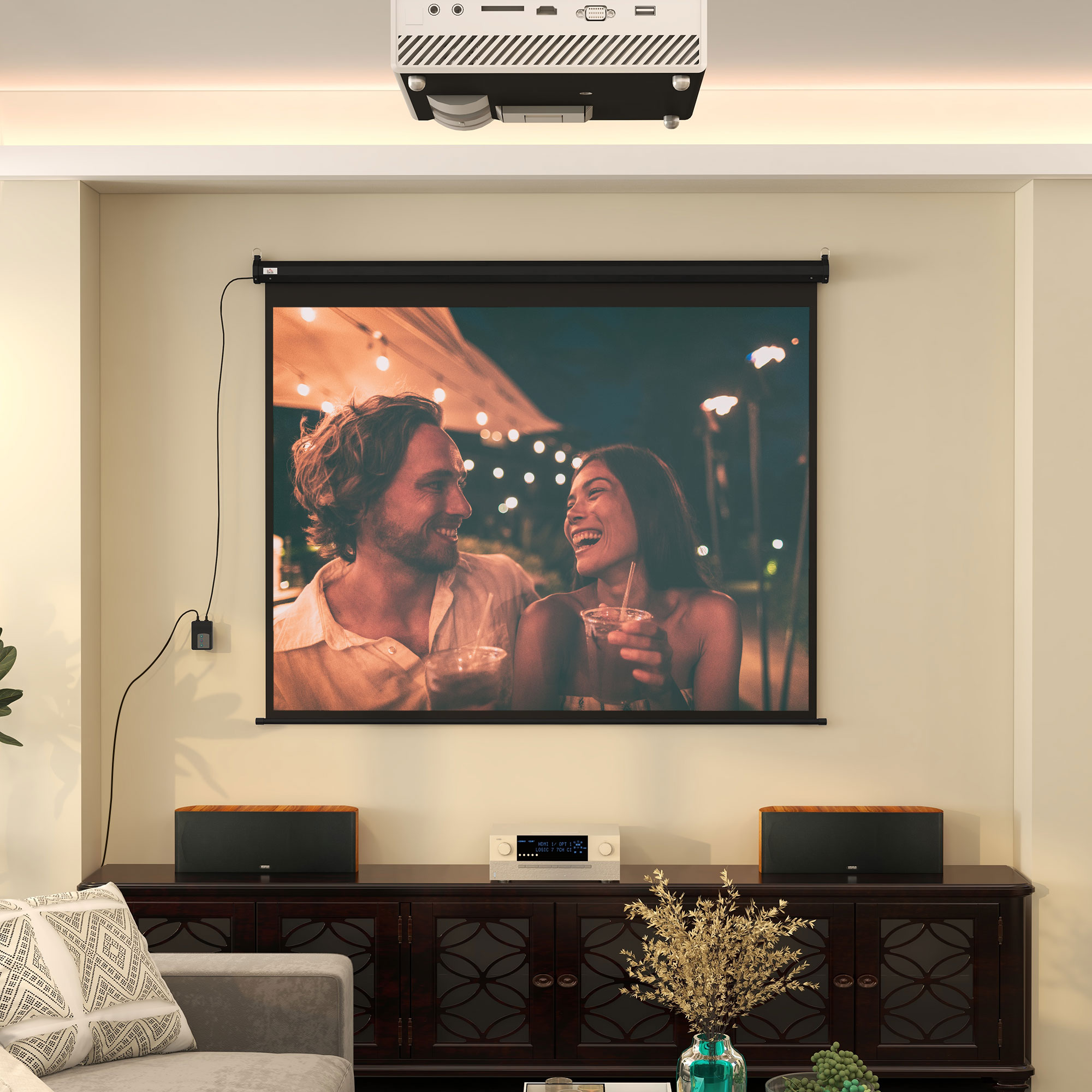 Beamer-Leinwand, Projektionsleinwand, 100 Zoll, 4:3, 203x152 cm, Schwarz