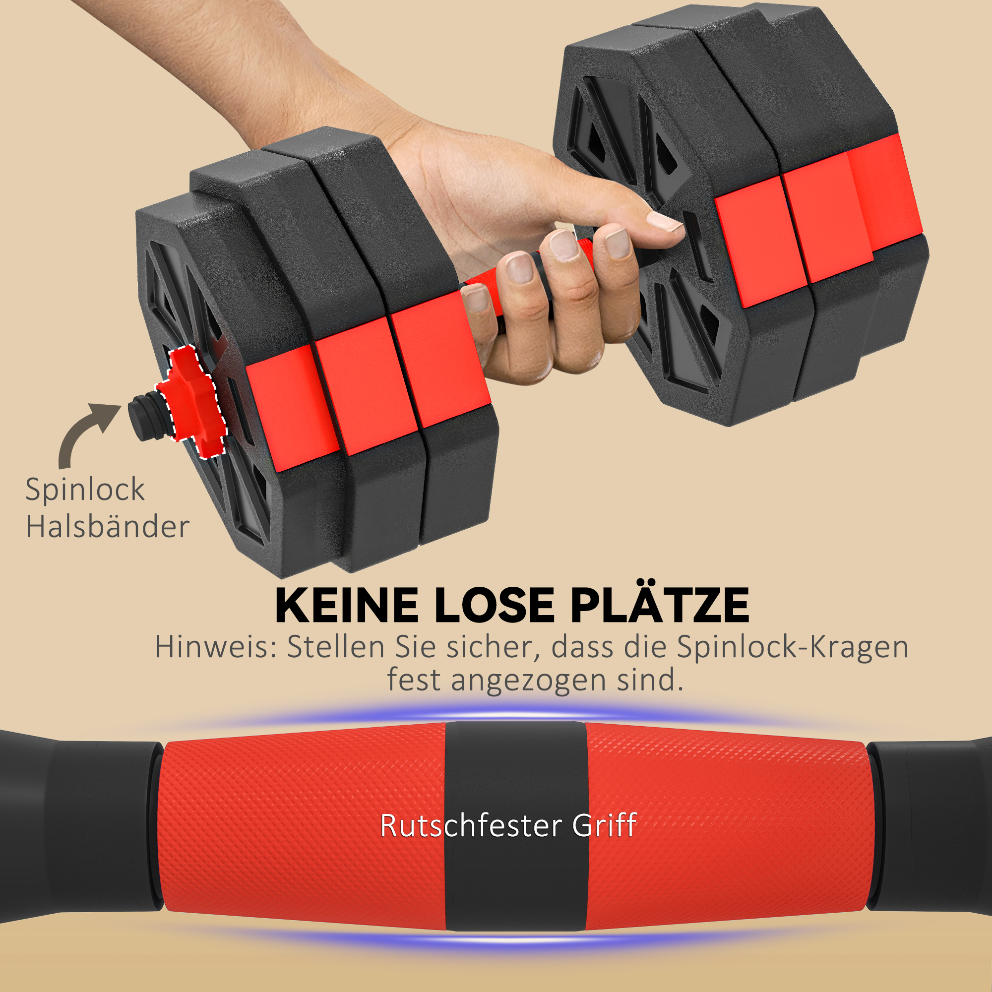 6-in-1 Hantelset Kurzhantel Set Kurzhanteln Langhanteln verstellbar 30 KG für Krafttraining Zuhause
