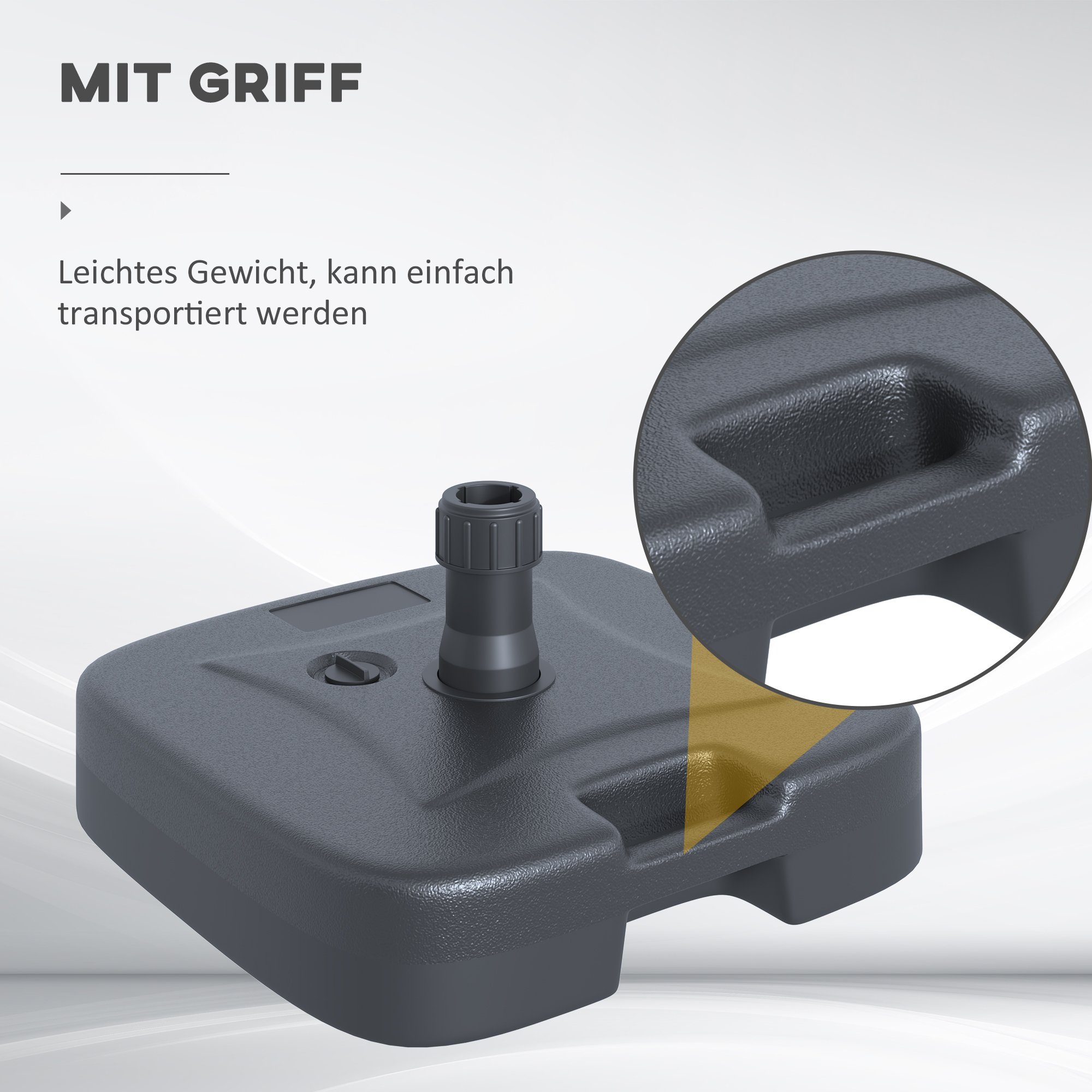 Sonnenschirmständer Schirmständer Schirmhalter befüllbar mit Sand Wasser abgerundete Ecken HDPE-Kunststoff Schwarz 46 x 45 x 26 cm bis zu 30 kg Netto Gewicht 1,6Kg