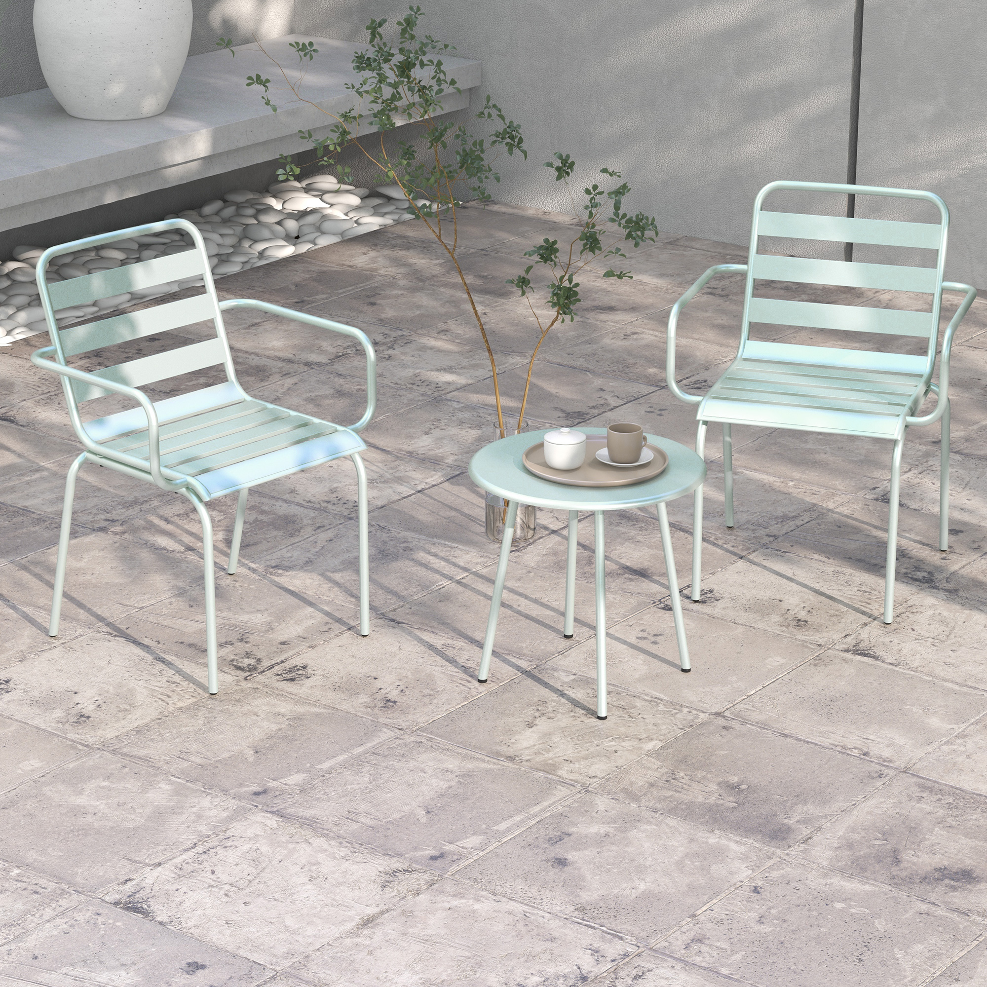 3teiliges Bistro-Set Balkonbistro-Set 2er-Bistroset, klappbar, modernes Design, 51 x 58 x 78 cm, Grün
