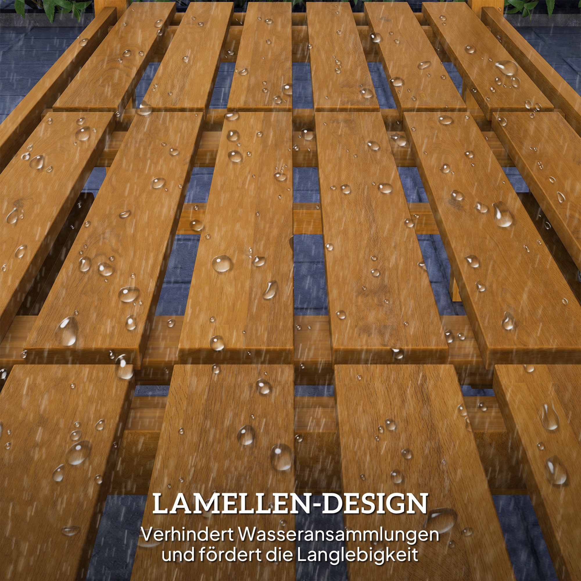 2-Sitzer Gartenbank Holz, wetterfest Sitzbank mit Rücken- & Armlehnen 320kg belast 149x56,5x89cm, Teak