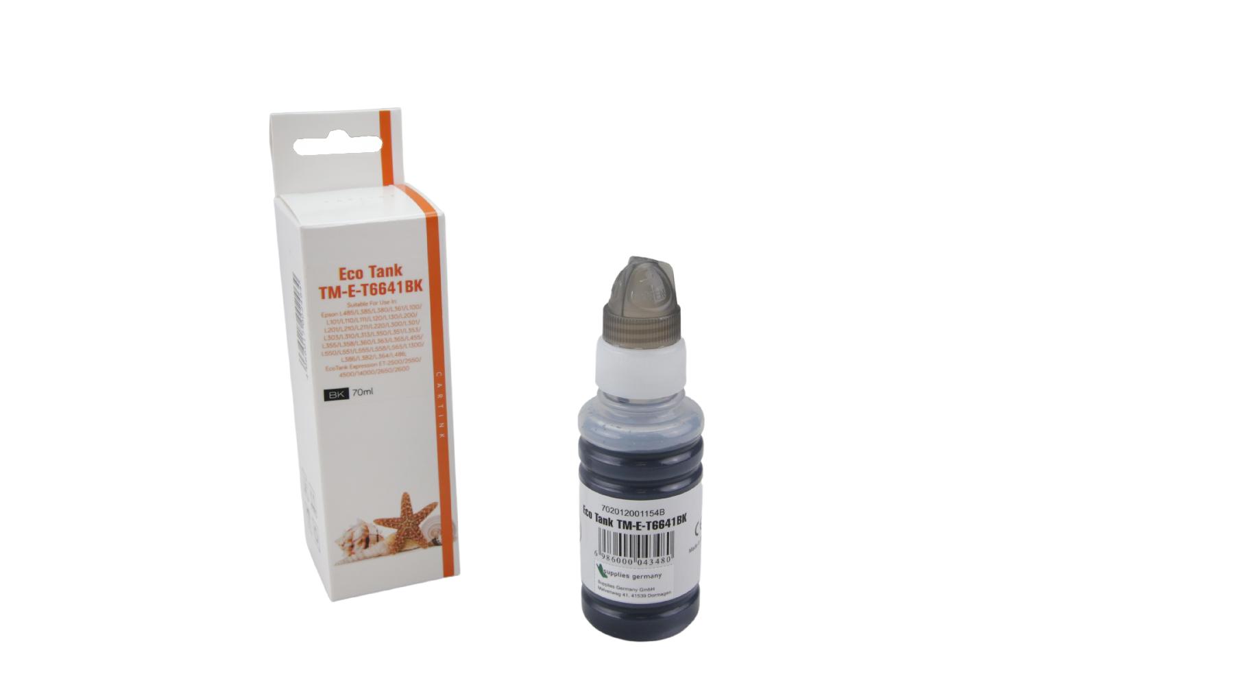 T6641schwarz Eco Tank Nachfüllflasche schwarz für Epson / T6641schwarz / 70ml