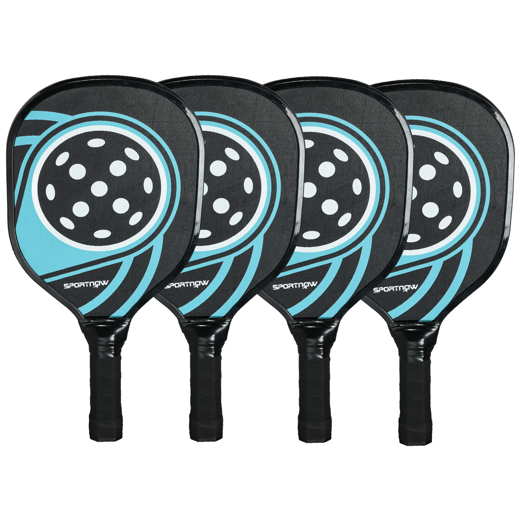 Pickleball-Set mit 4 Schlägern, 4 Bällen, Tragetasche, leicht und robust, Blau+Schwarz