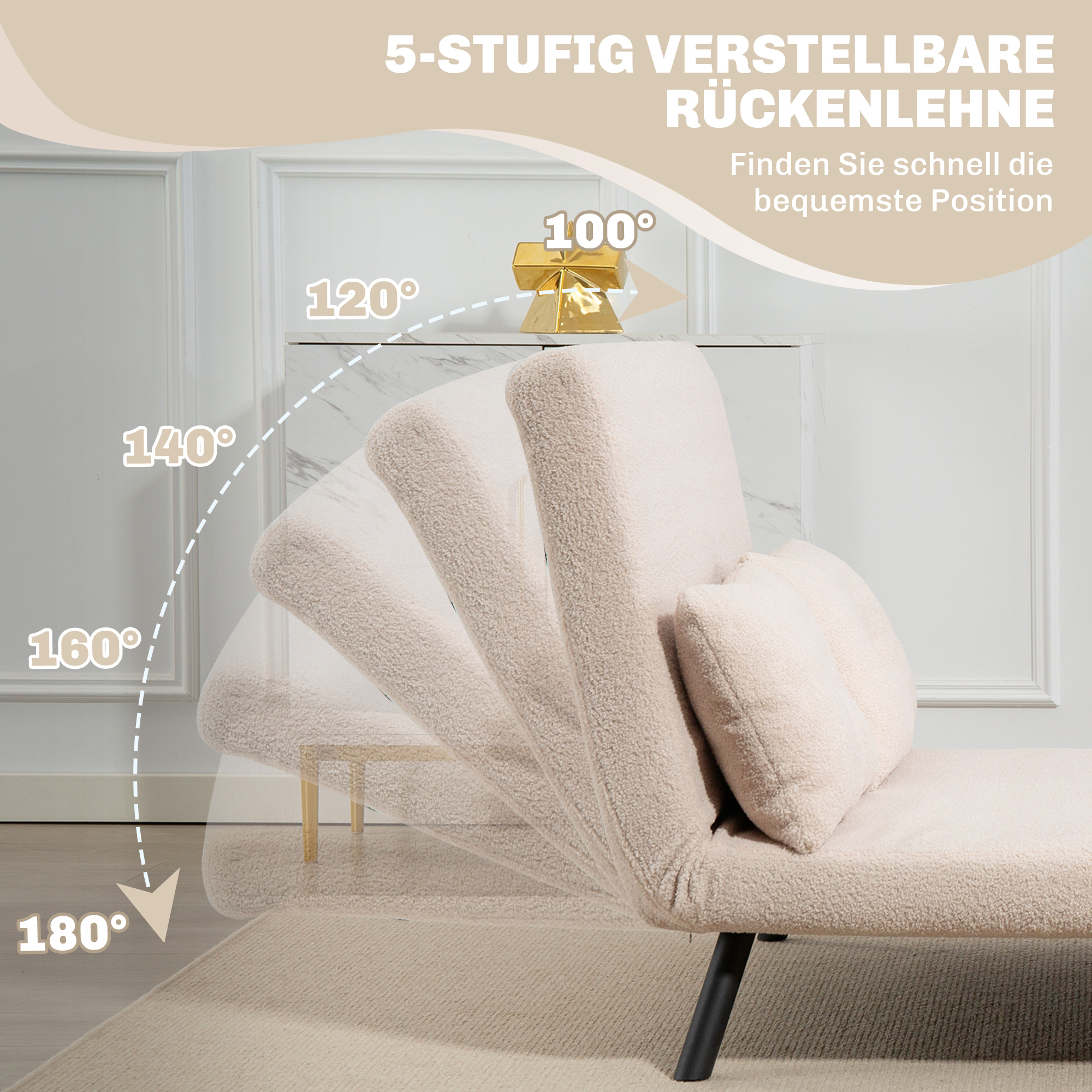 Schlafsofa 2er-Sofa Samtsofa, Schlaffunktion, inkl. 2 Kissen, Samtoptik, Natur + Beige + Schwarz