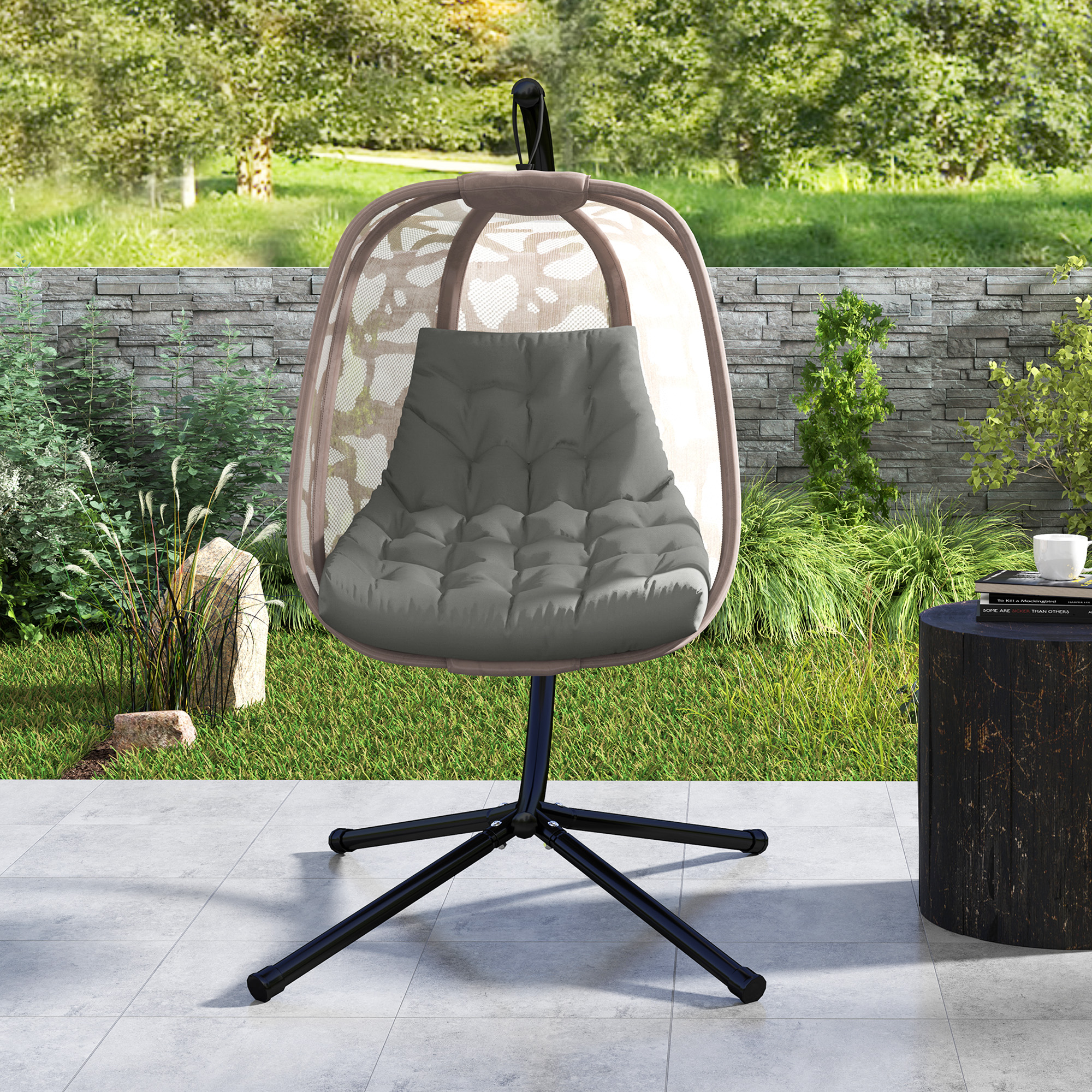 Sitzkissen, Außensitzkissen für Hängekorb und Schaukelstühle, Outdoor-Polsterkissen, Grau