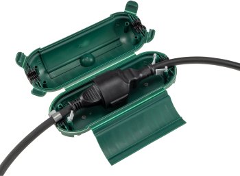 Kabelschutzbox für Aussen IP44, LxØ 21x8cm, mit Wandhalterung, Grün Kabelschutzbox für Aussen IP44, LxØ 21x8cm, mit Wandhalterung, Grün