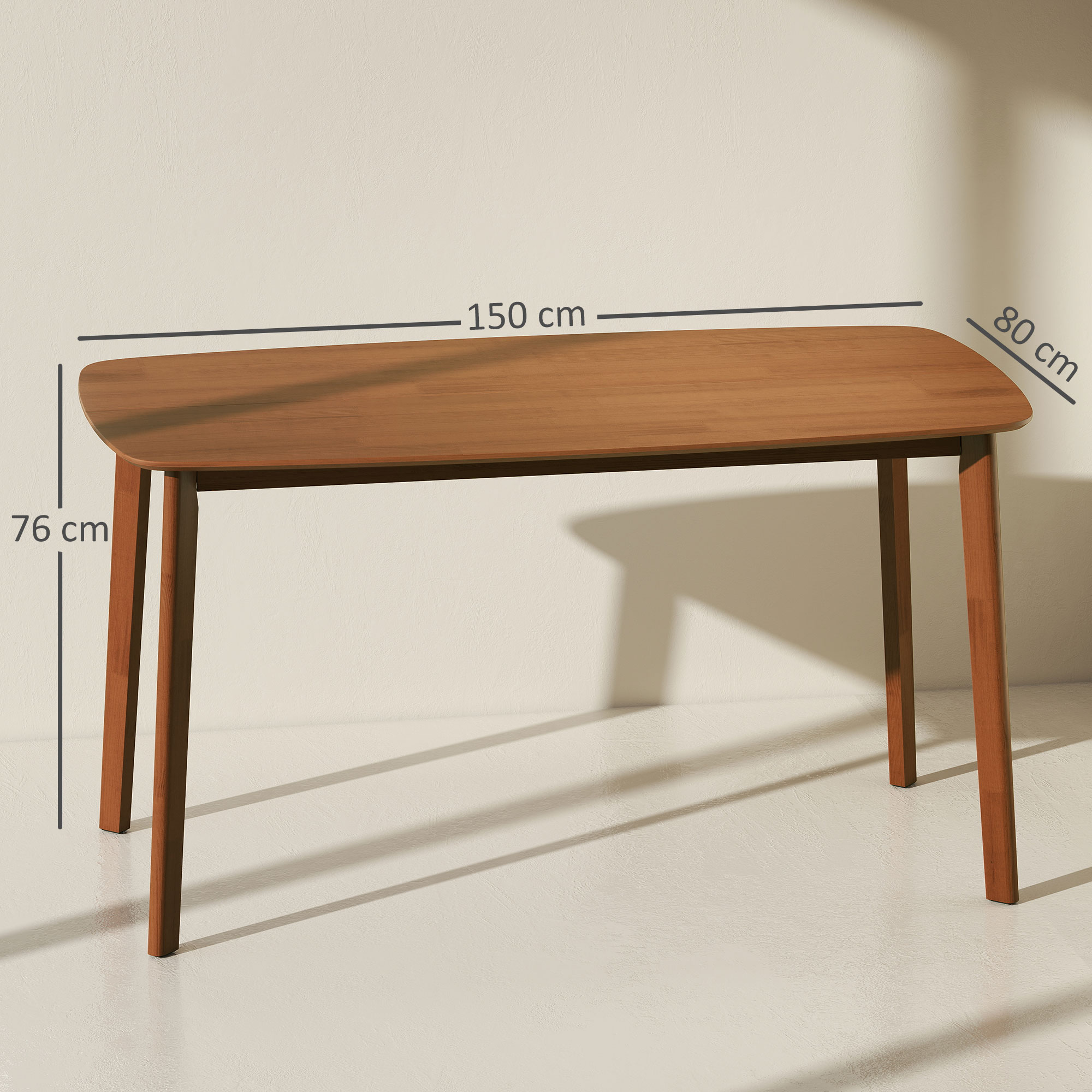 Esstisch, Landhausstil, lackierte Oberfläche, Holz, 150 x 80 cm, Braun