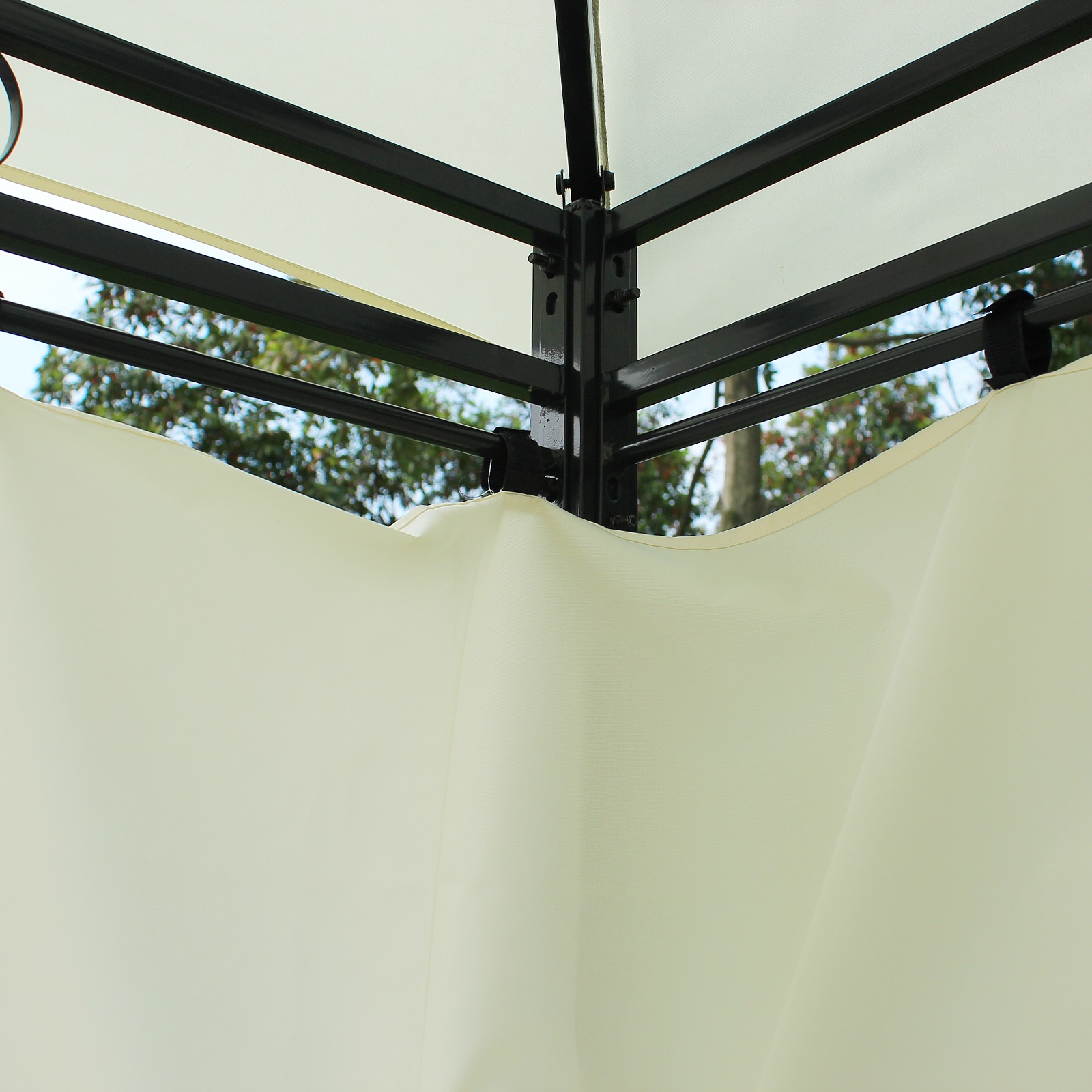 Pavillon 3x4m Gartenpavillon mit 6 Seitenteilen Partyzelt Gartenzelt Festzelt mit Doppeldach Beige+Schwarz