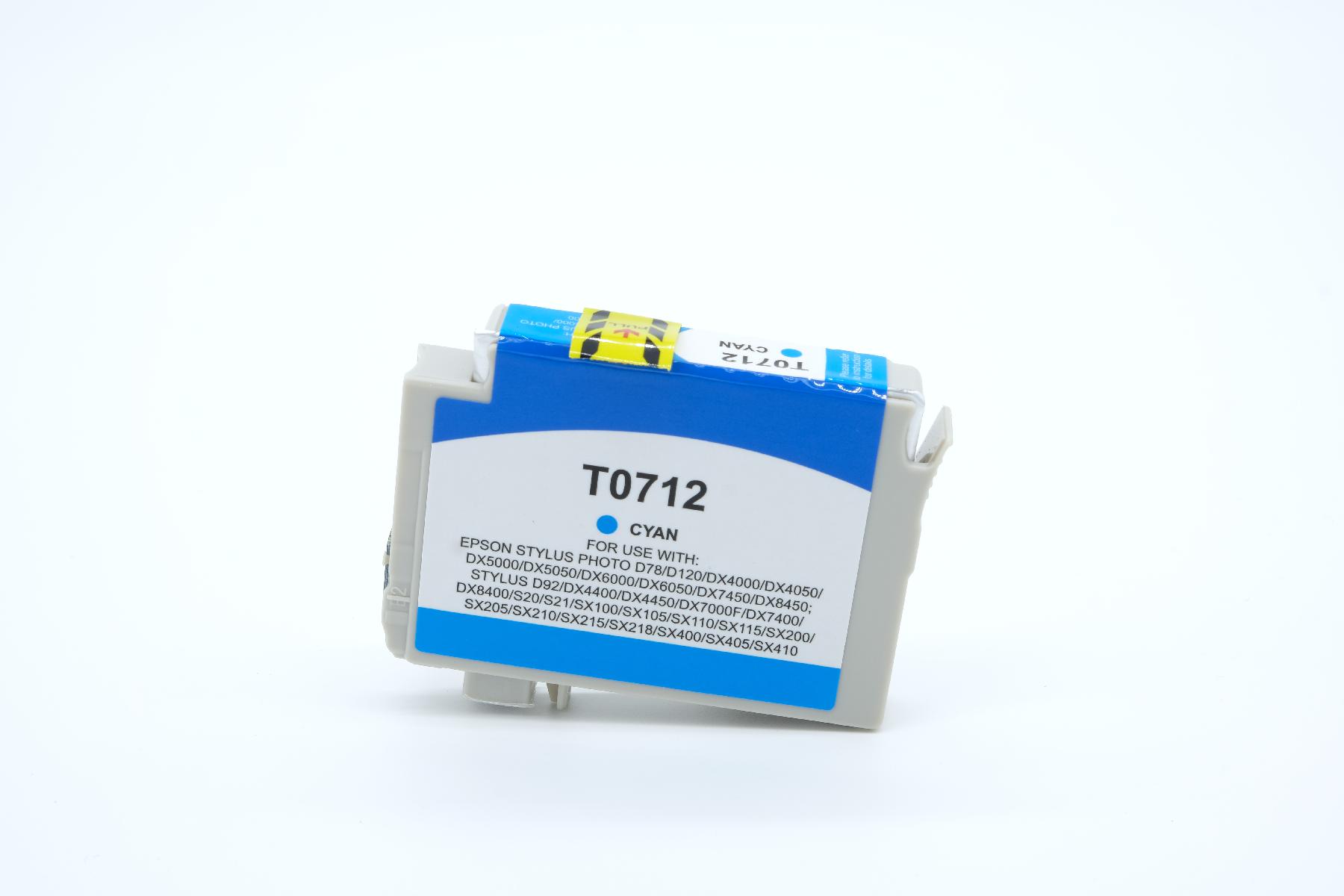 T0712 alternativ Tinte Cyan für Epson / C13T07124010 / 13ml