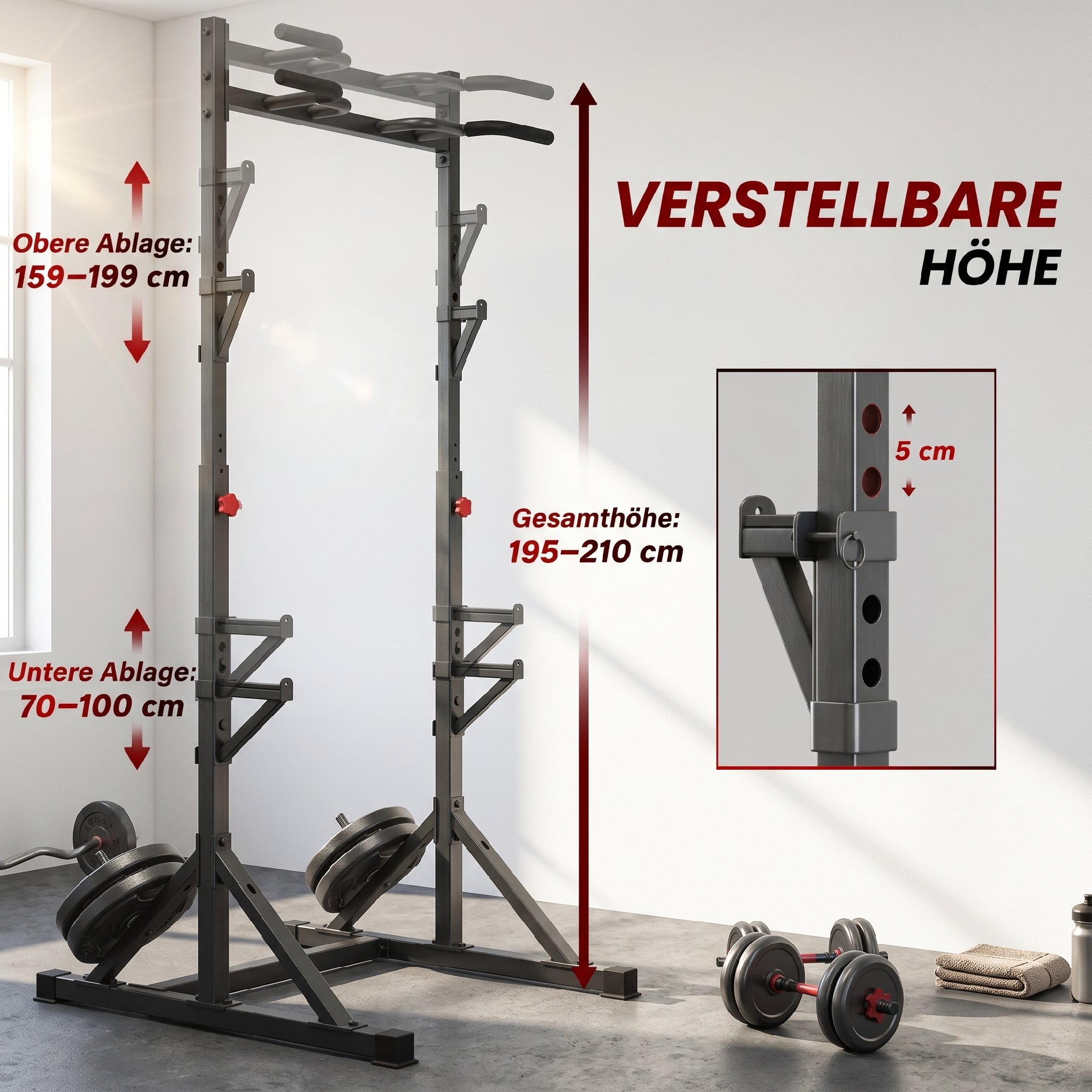 Hantelständer 2 Ebenen Hantelscheibenständer aus Stahl Langhantelablage bis 200 kg belastbar Squat Rack