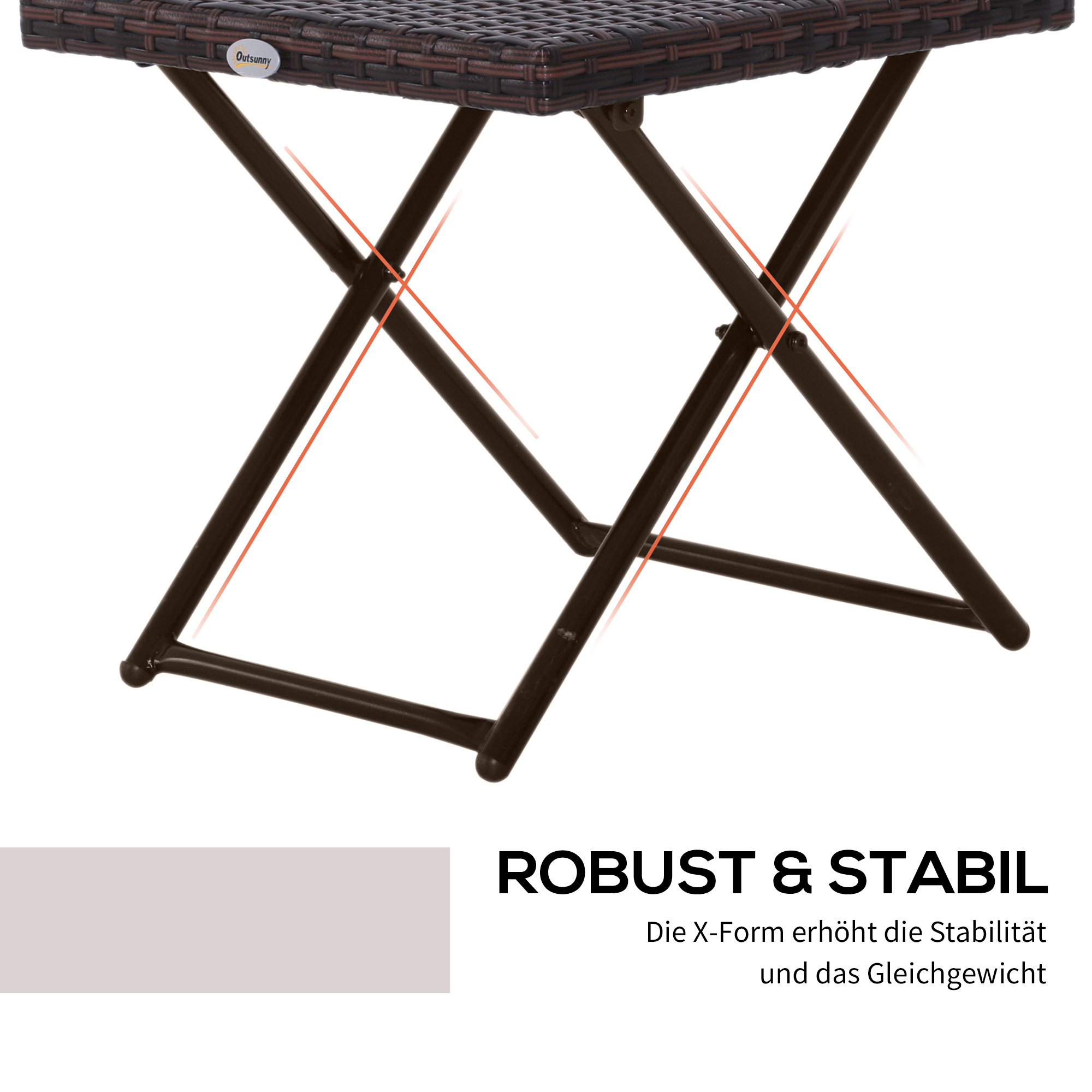 Beistelltisch aus Polyrattan klappbar Kaffeetisch Couchtisch Tablett Balkontisch Gartentisch Sofatisch Teetisch Gartenmöbel Rattantisch für Garten Terrasse Balkon, 40x40x40cm Braun