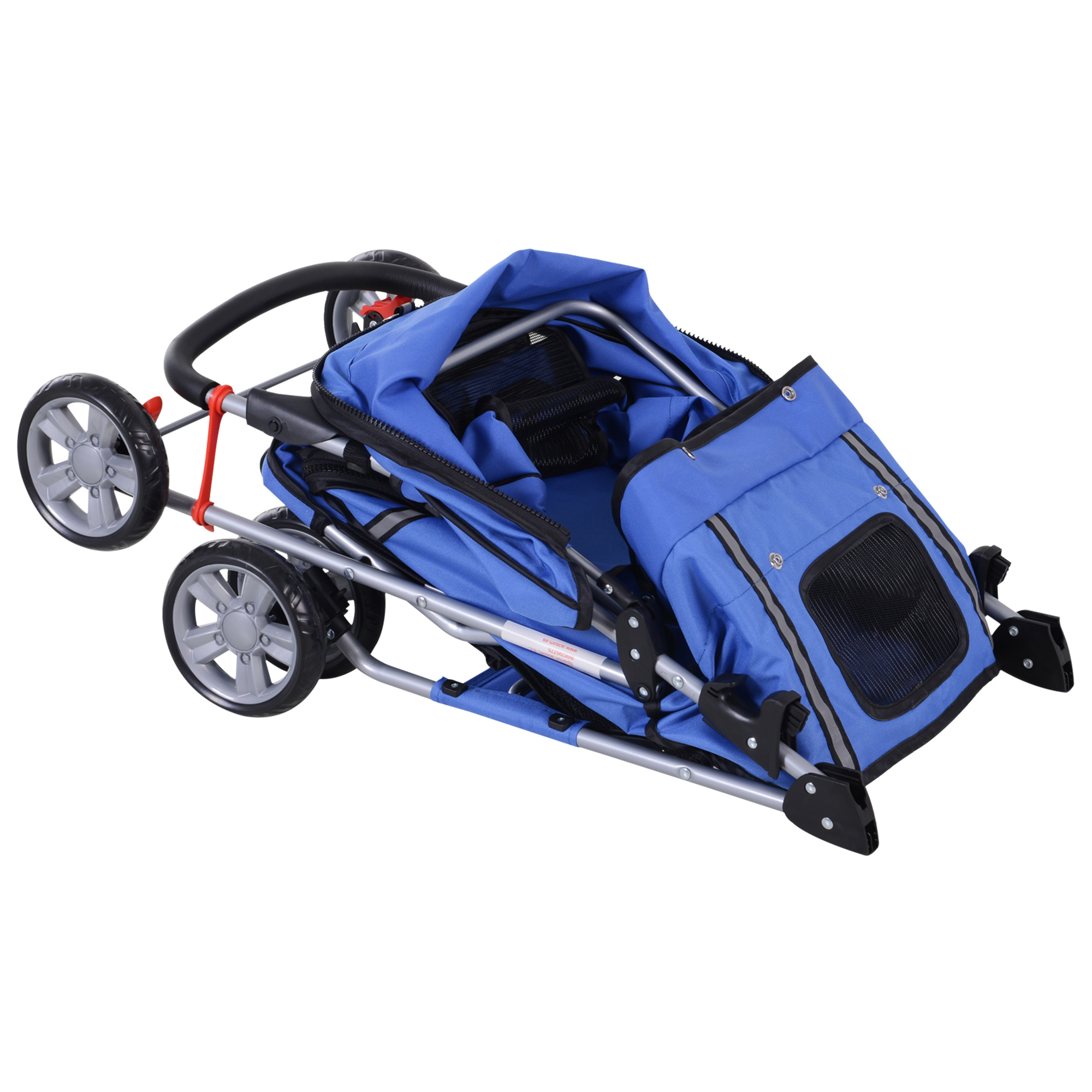 Hundewagen bis 10kg klappbar verstellbares Vordach 2 Becherhalter Bodenkorb Blau