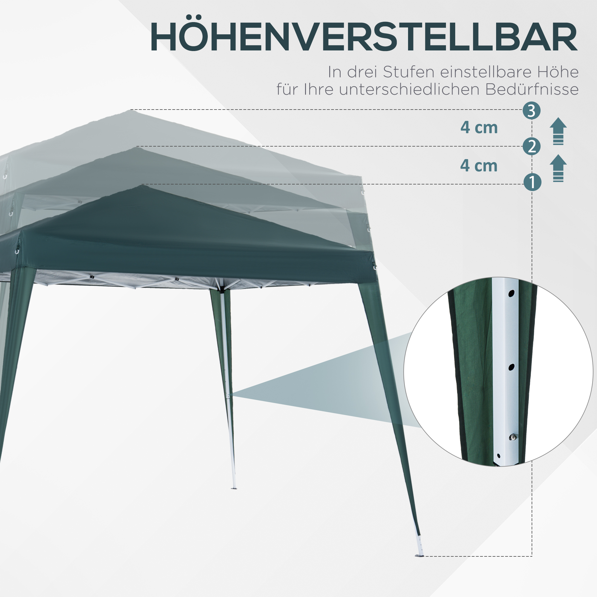 Faltpavillon 2,4x2,4m Pavillon Faltzelt mit UV-Schutz, Partyzelt inkl, Tragetasche für Garten, Balkon, Stahl Grün