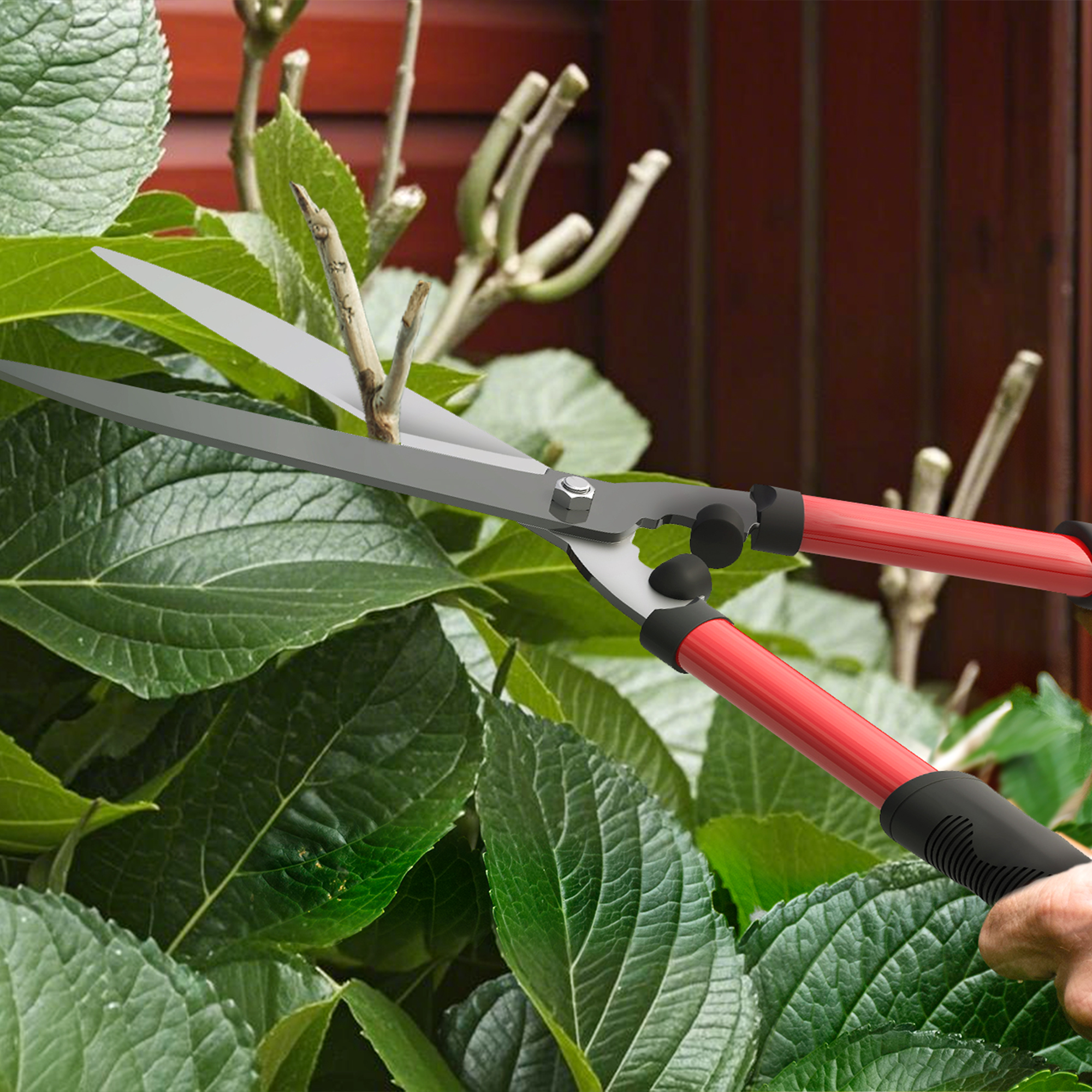 Heckenschere Set 3-teilig Gartenschere Astschere mit Stahlklingen, Griff