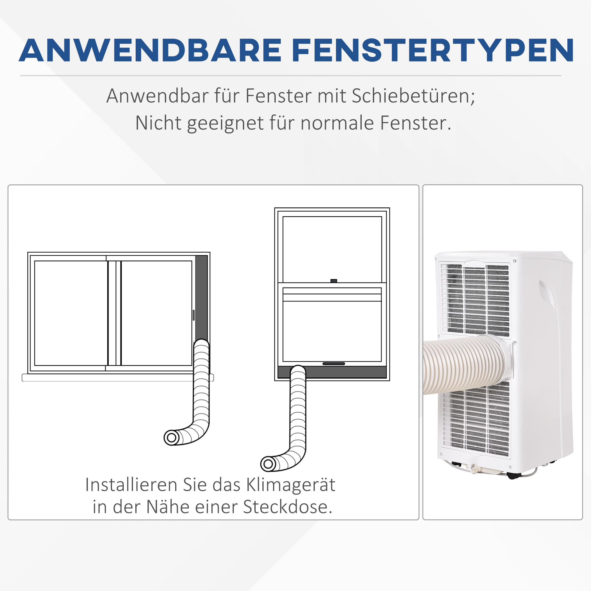 mobile Klimaanlage 3-in-1, inkl. Fernbedienung, 9K BTU, 24h Timer, ABS, Weiß