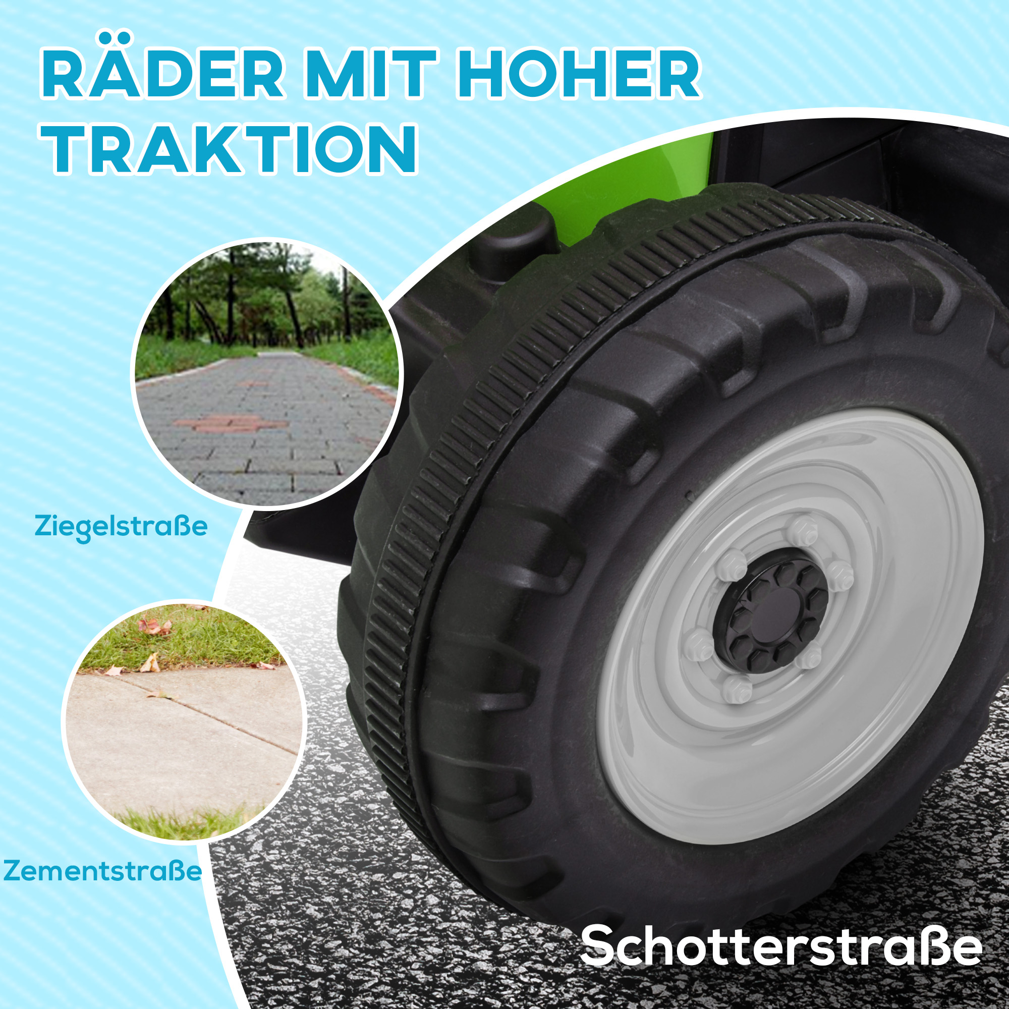 Kinderauto, Kinder-Traktor, inkl. Eltern-Fernbedienung, max. Geschwindigkeit von 6 km/h;, Grün + Schwarz