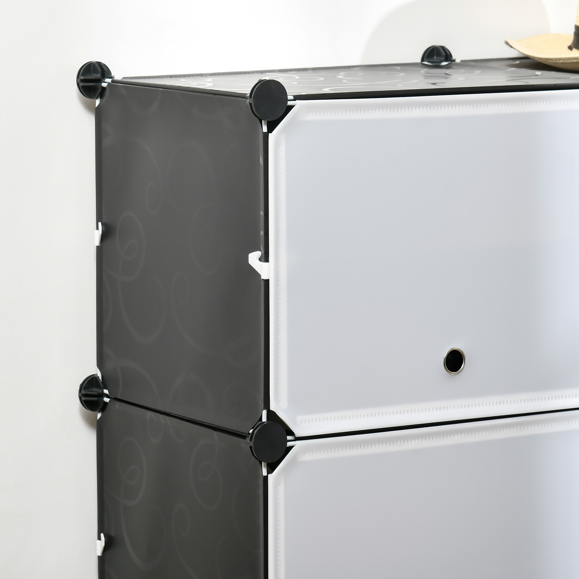 Modulares Regalsystem, Steckregal, zusammensetzbar aus 12 Würfeln 125 x 32 x 125 cm, Kunststoff+Stahl Schwarz