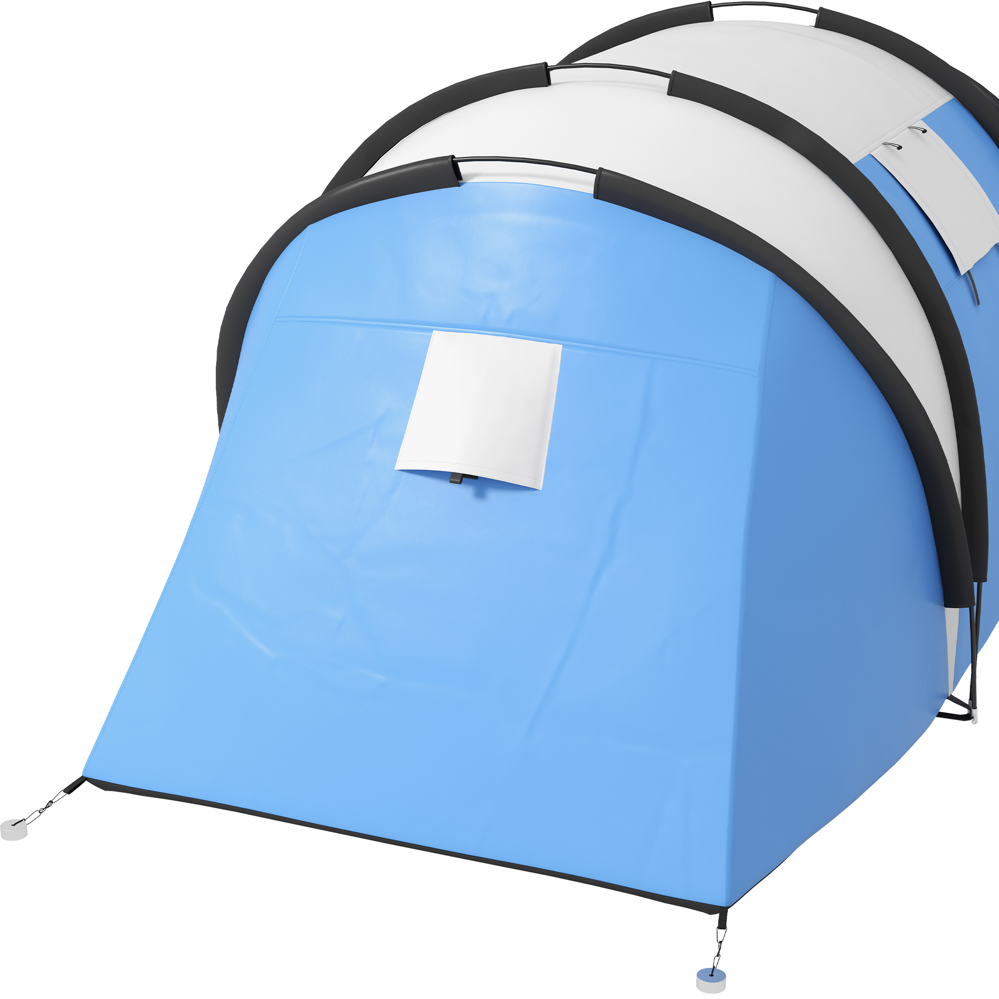 Campingzelt für 4-5 Personen leicht wasserabweisend Familienzelt mit 3 Zimmer Seitentür Fenster Blau