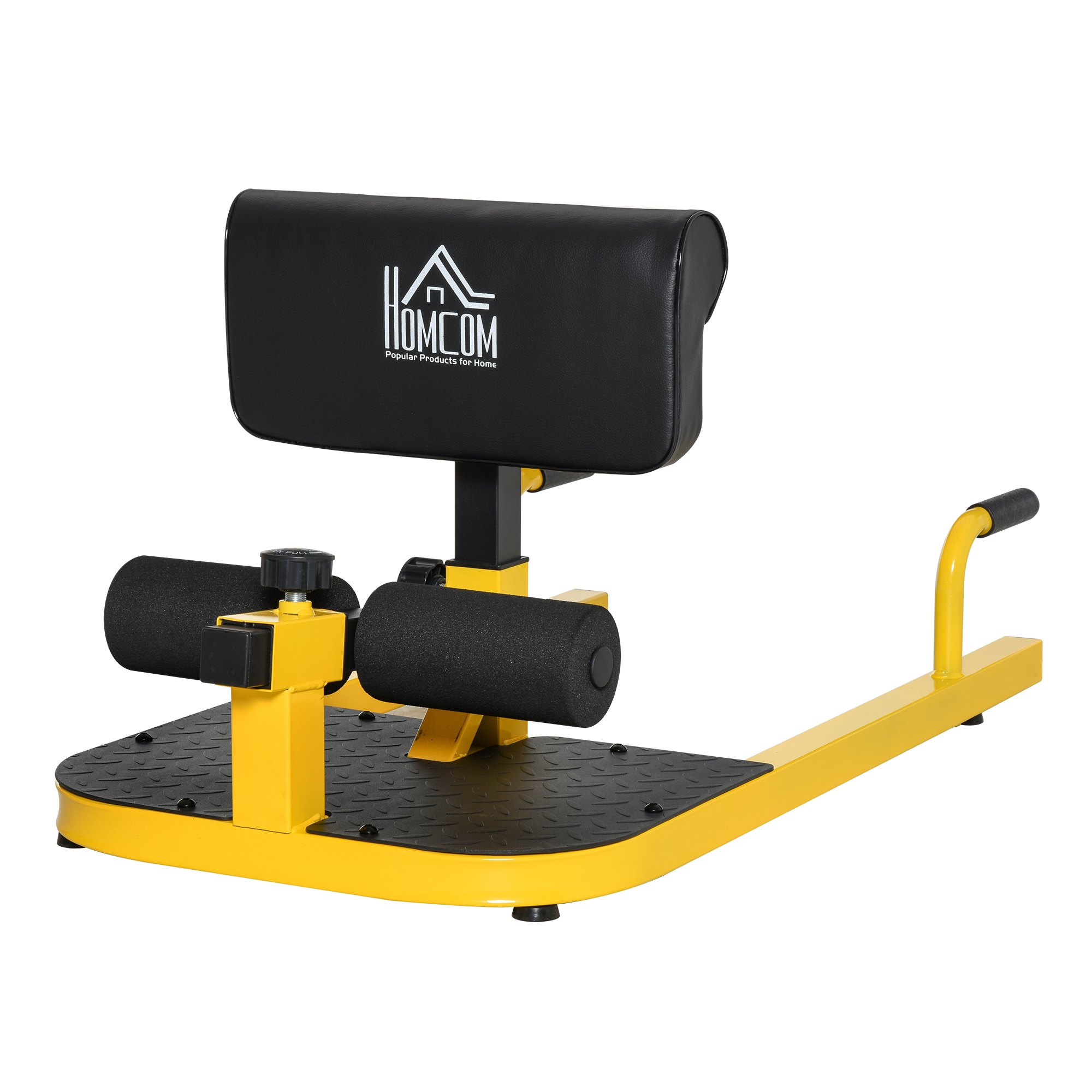 Sissy Squat Kniebeugentrainer Beintrainer Bauch-Gesäß-Trainer 3 in 1 Trainer verstellbar bis 120 kg Stahl Gelb+Schwarz 50 x 97 x (44,5-56,5) cm